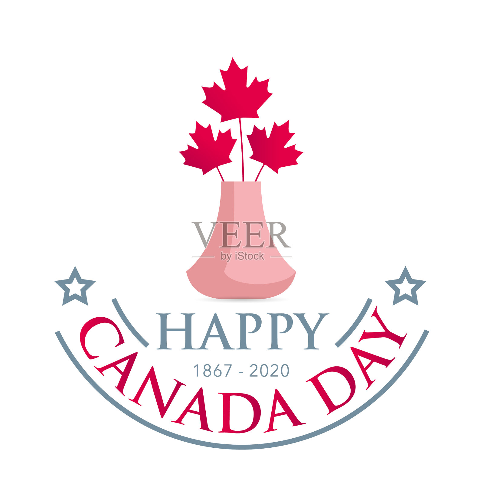 广场横幅快乐加拿大日花束红色设计元素图片