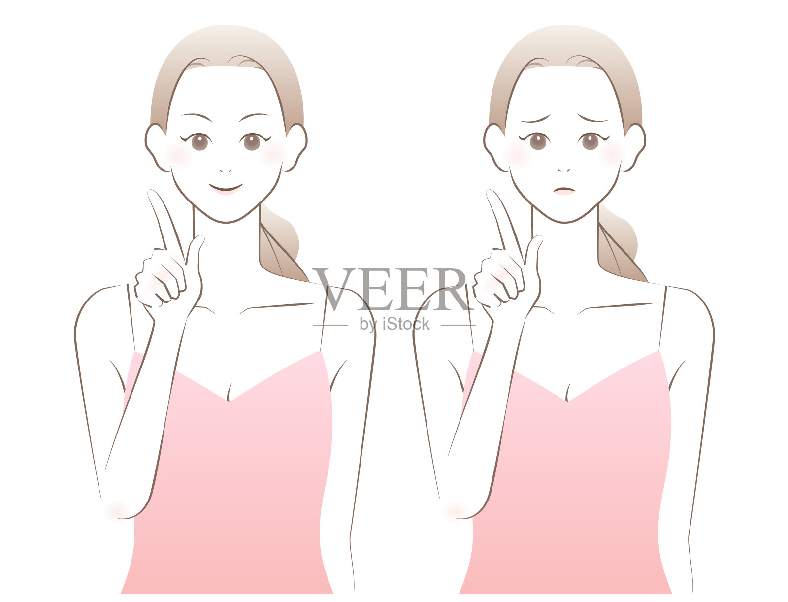 一个穿背心的女人。爱护自己皮肤的女人。设计元素图片