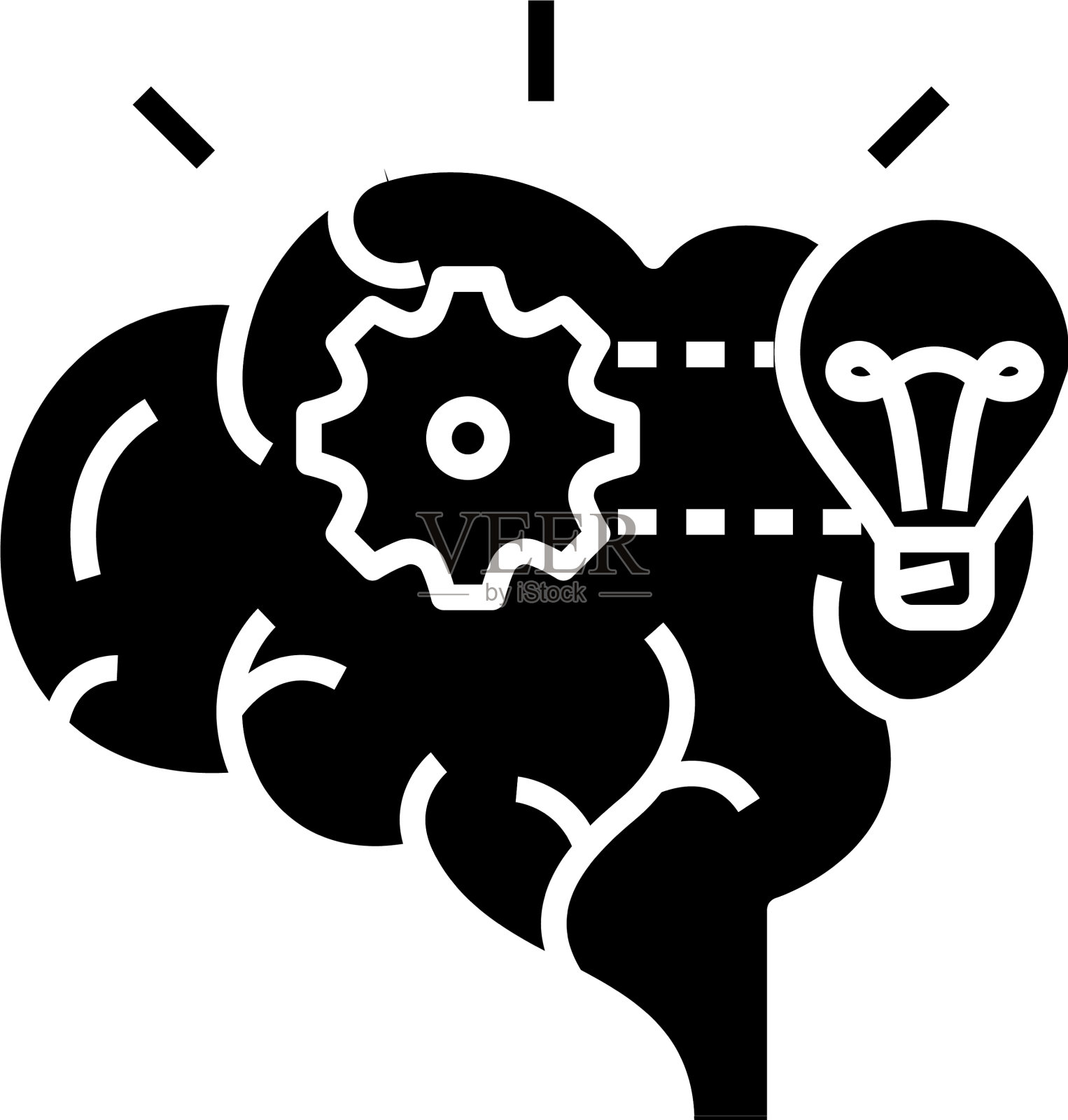 脑攻击黑色图标概念设计元素图片