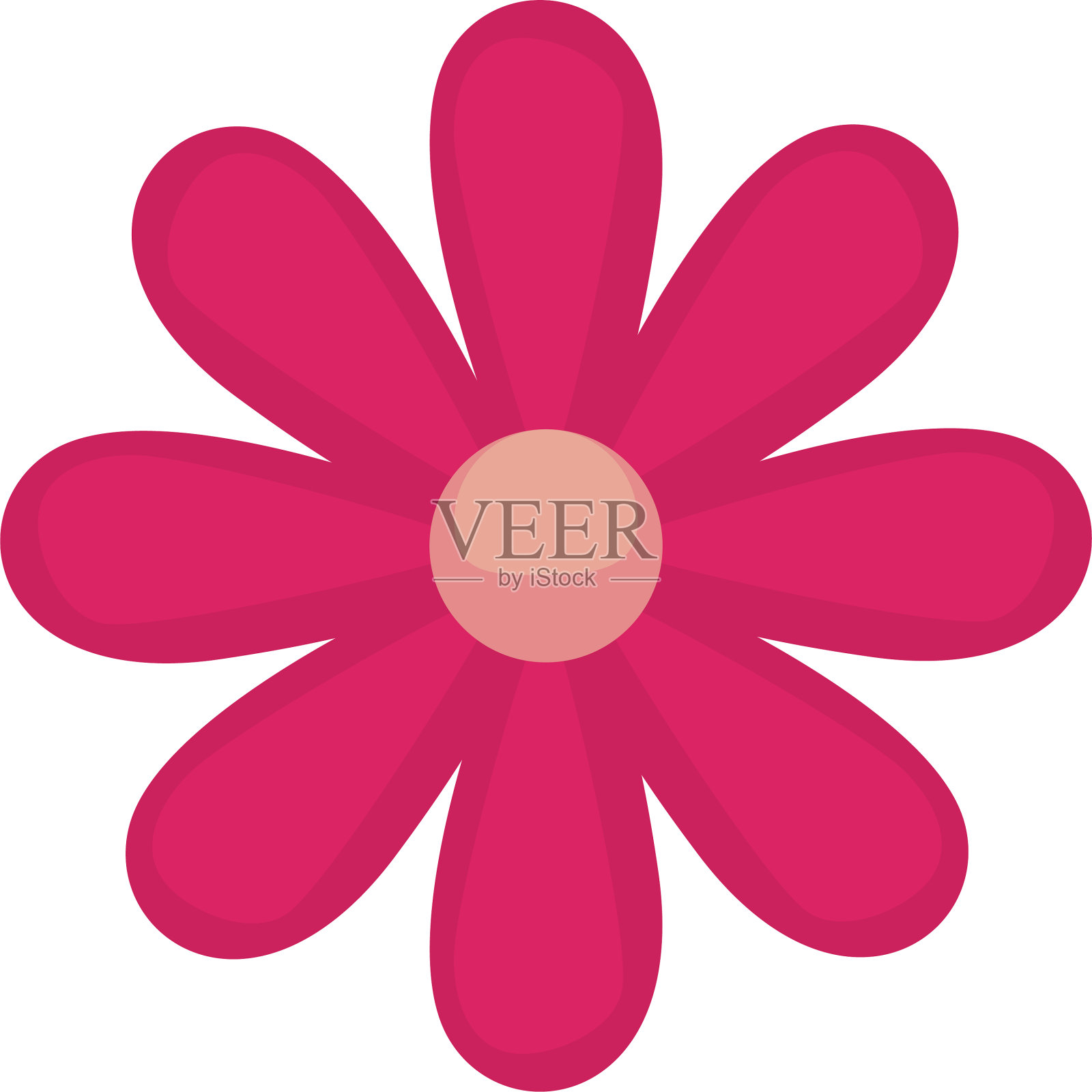 孤立的自然花填充风格图标设计元素图片