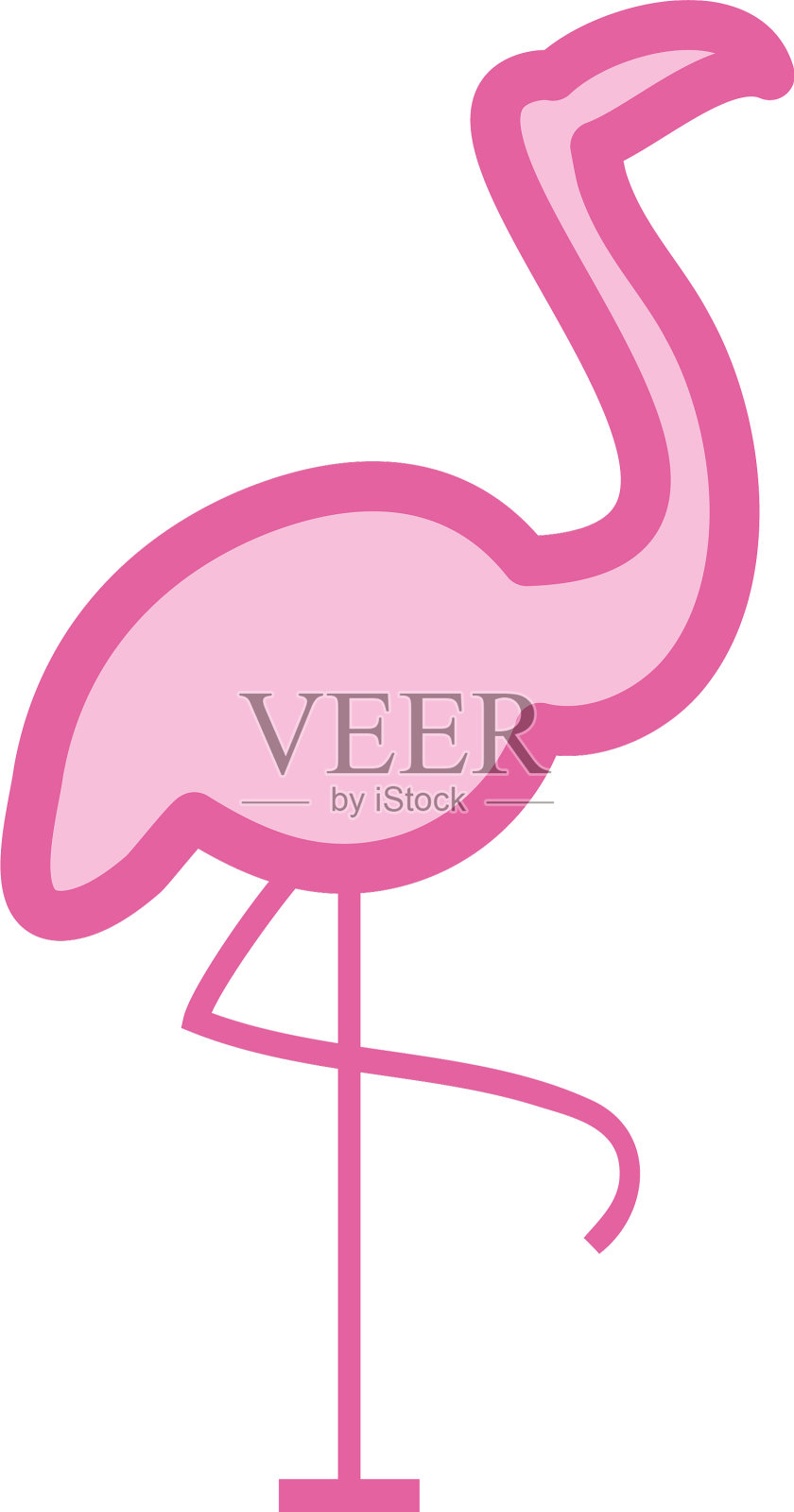 火烈鸟的霓虹线条和图标填充风格设计元素图片