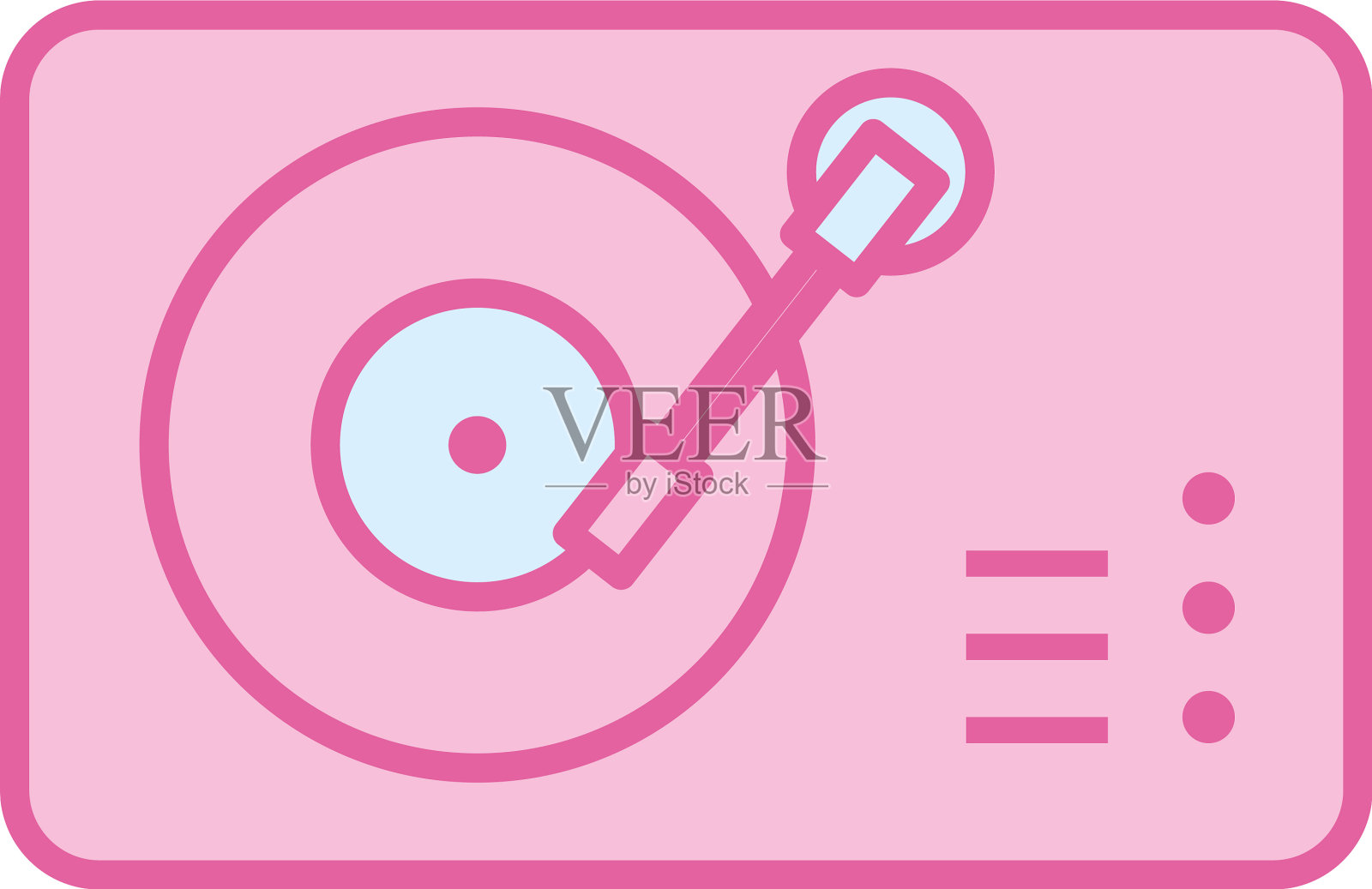 孤立的音乐转盘霓虹线和填充风格插画图片素材