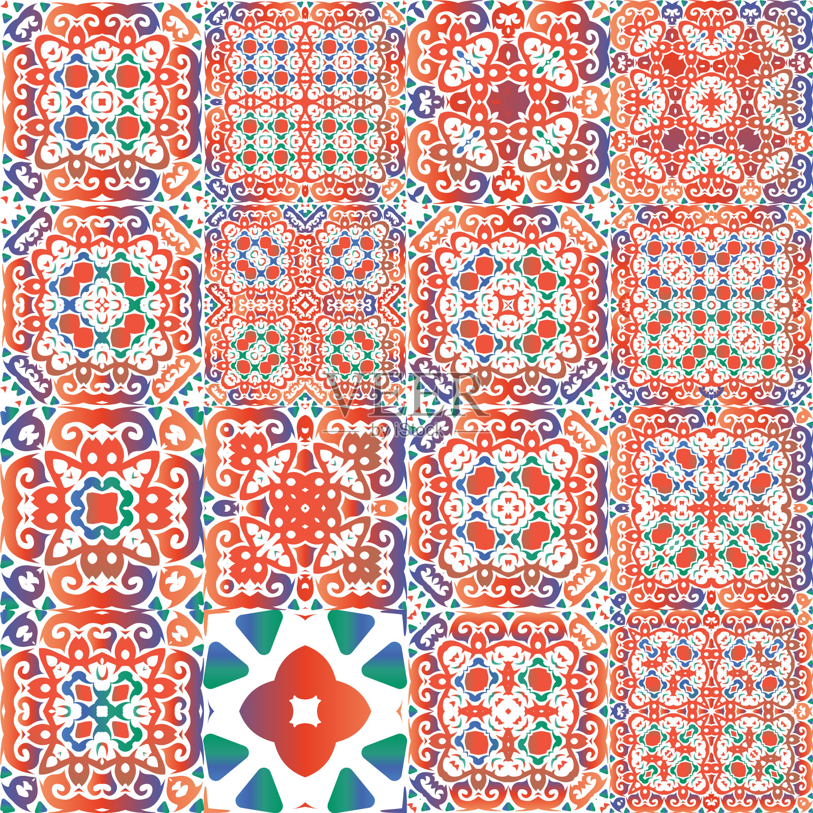 传统华丽的装饰色彩插画图片素材