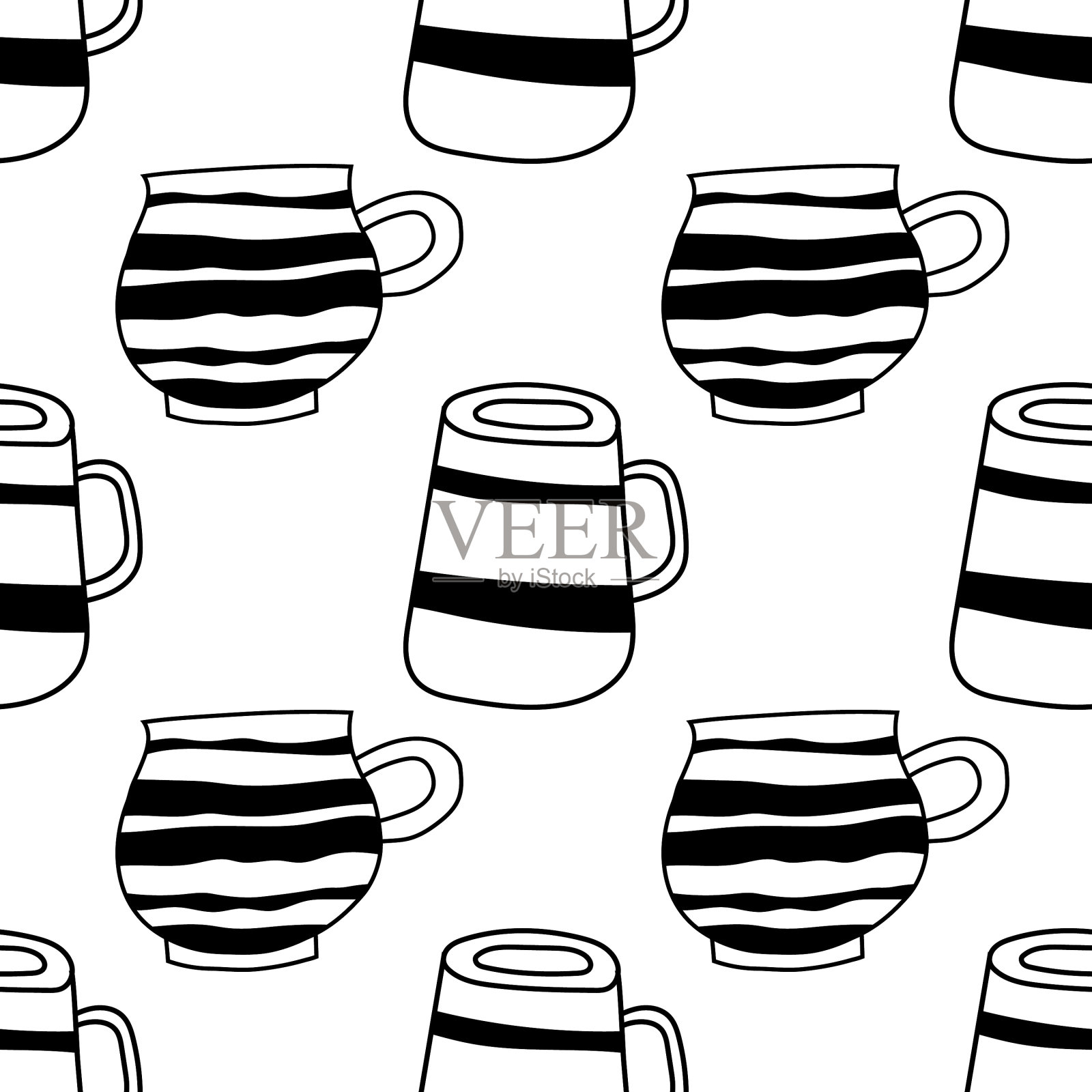 红茶和白茶或咖啡杯插画图片素材