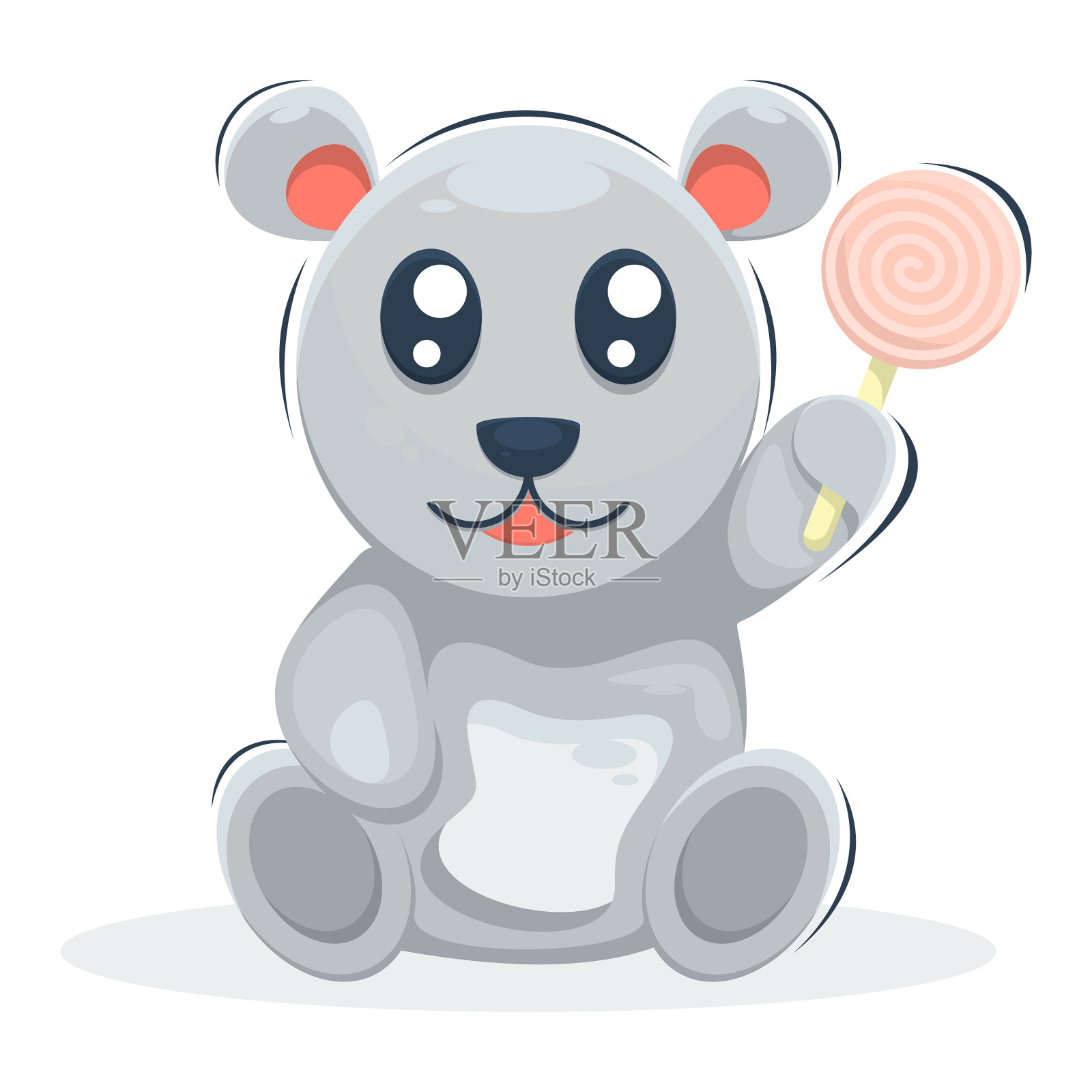 可爱的小熊与糖果吉祥物卡通设计元素图片