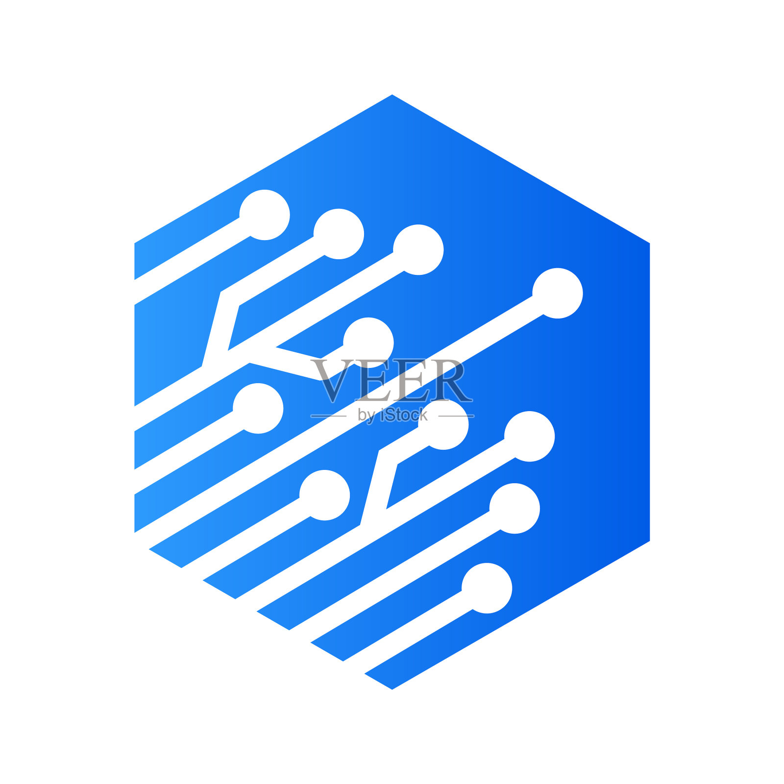 六角电路标识设计元素图片