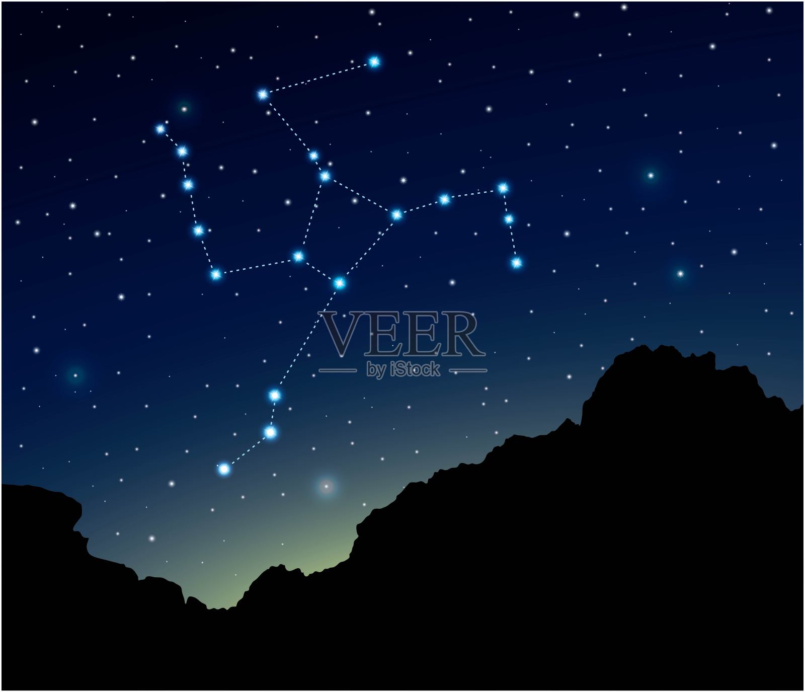 夜空中的大力神星座插画图片素材