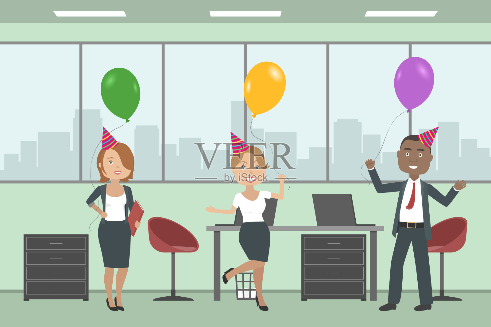 同事们的祝贺。矢量图插画图片素材
