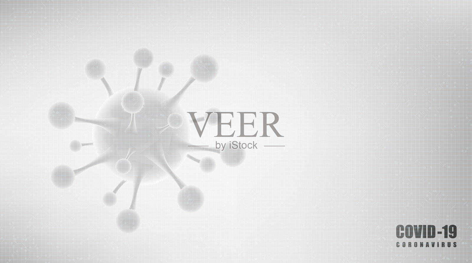 模糊冠状病毒2019-nCoV爆发在灰色背景，医疗保健和微生物概念，为COVID-19爆发设计。插画图片素材