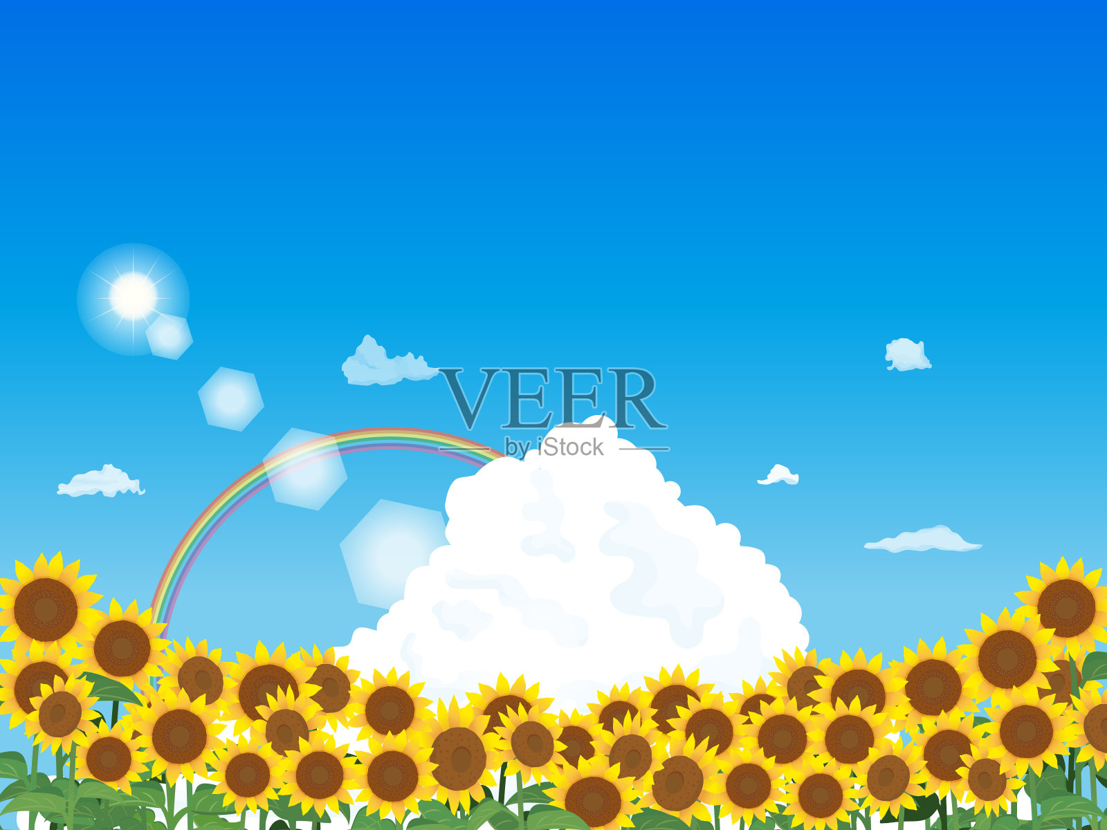 向日葵的风景插画图片素材