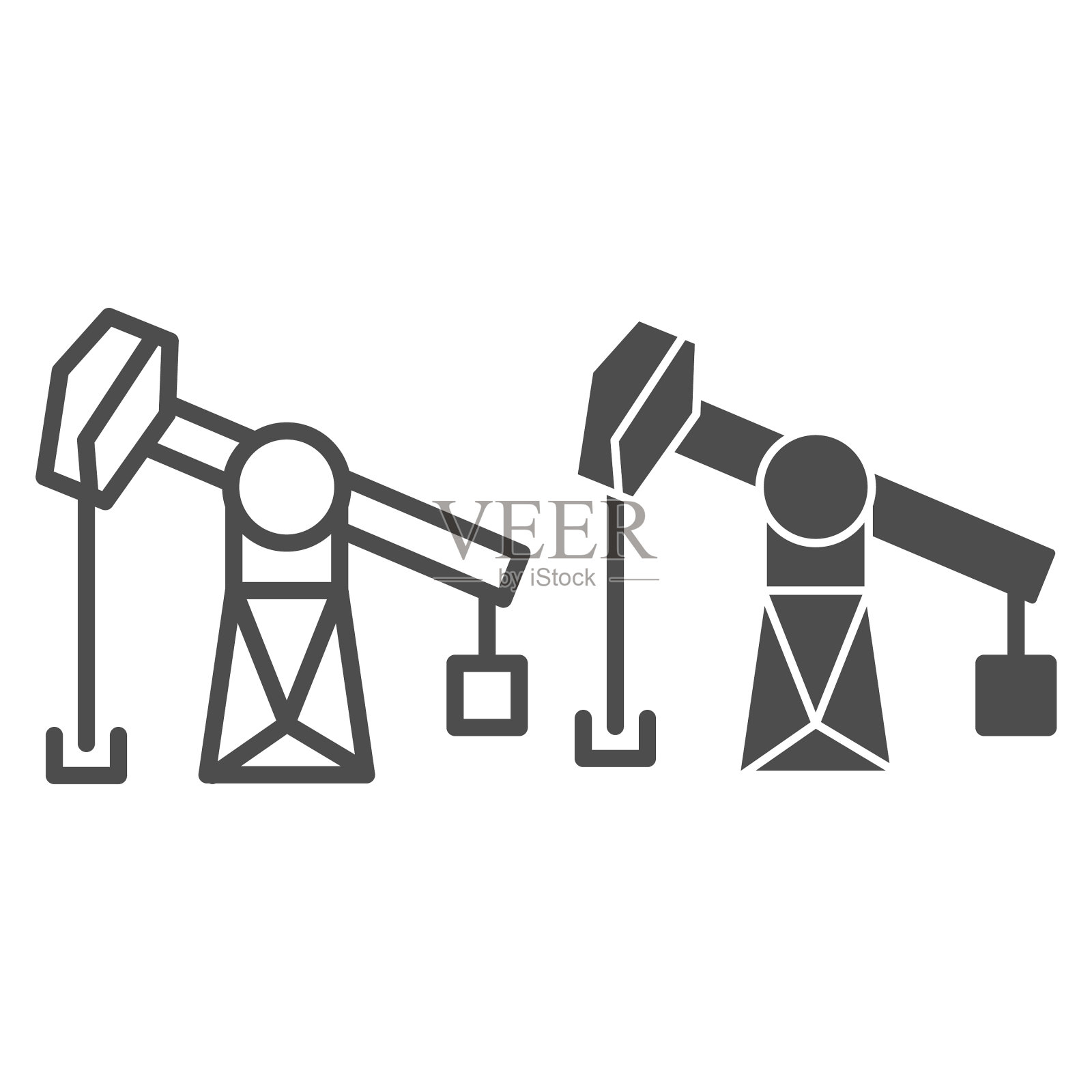 燃料生产线和固体图标化石钻机图标素材