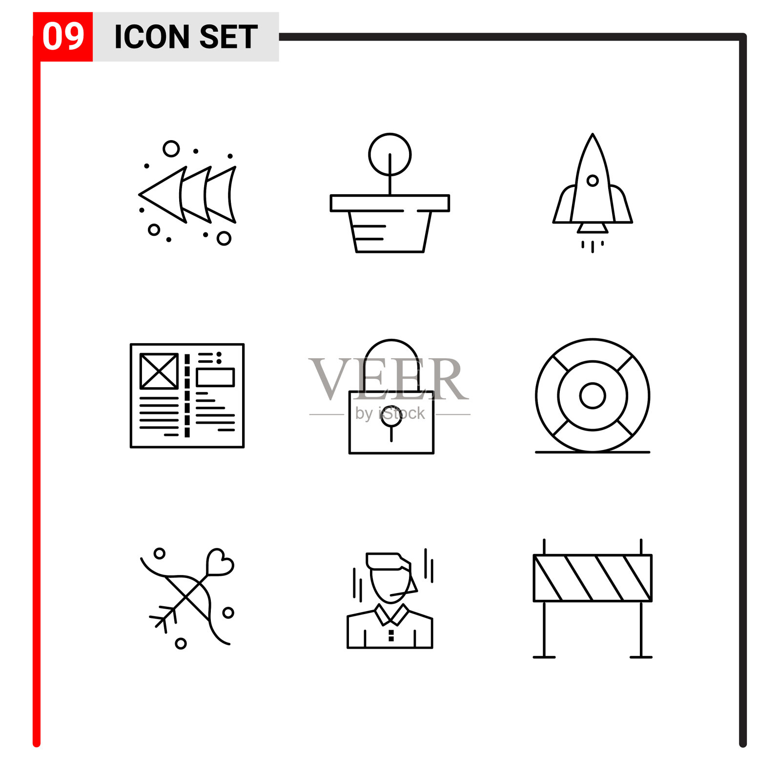 9个通用图标用于网站设计打印和图标素材