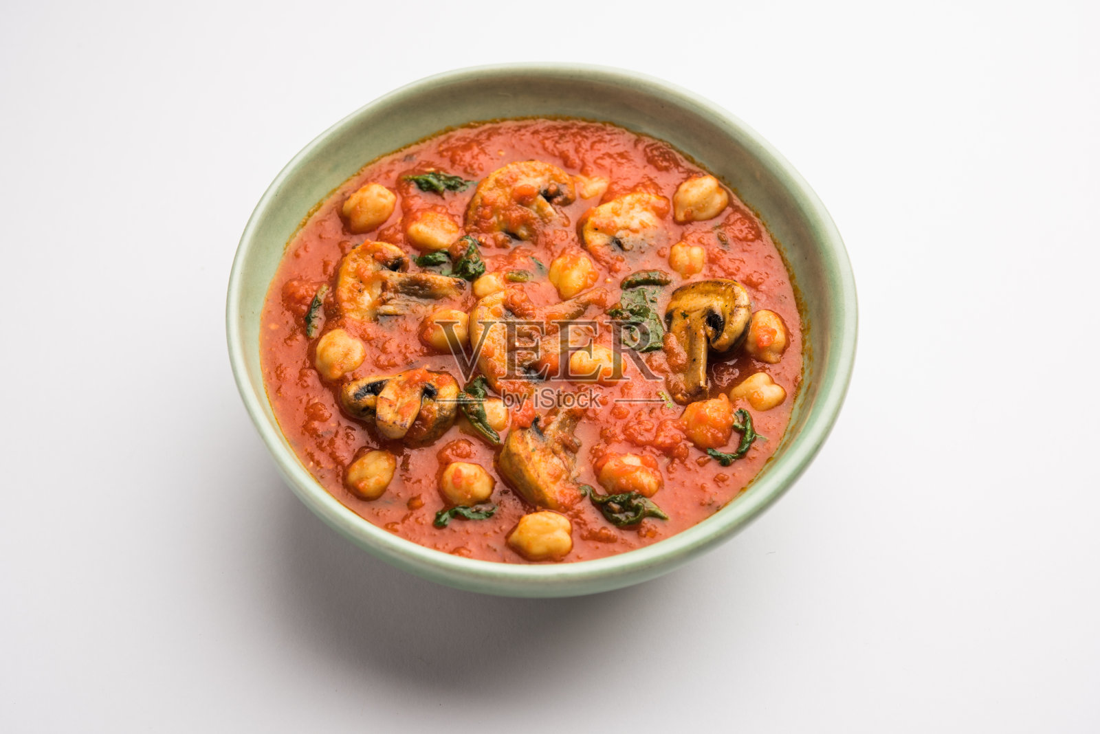 印度风味蘑菇鹰嘴豆红酱咖喱照片摄影图片