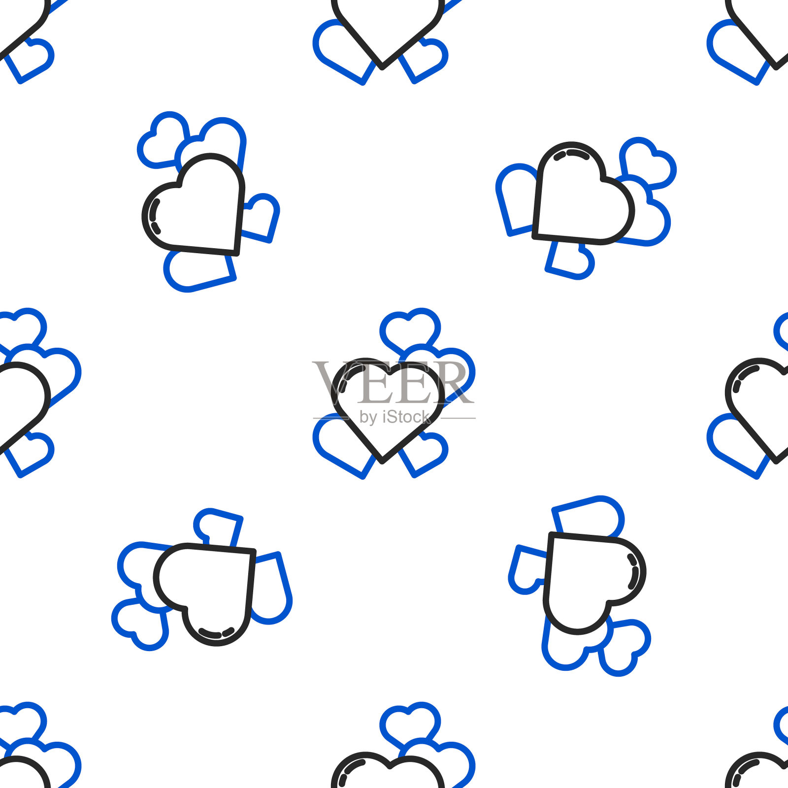 线心图标孤立无缝模式上的白色背景。浪漫象征着联系、结合、激情和婚礼。情人节的象征。色彩斑斓的轮廓的概念。向量插画图片素材