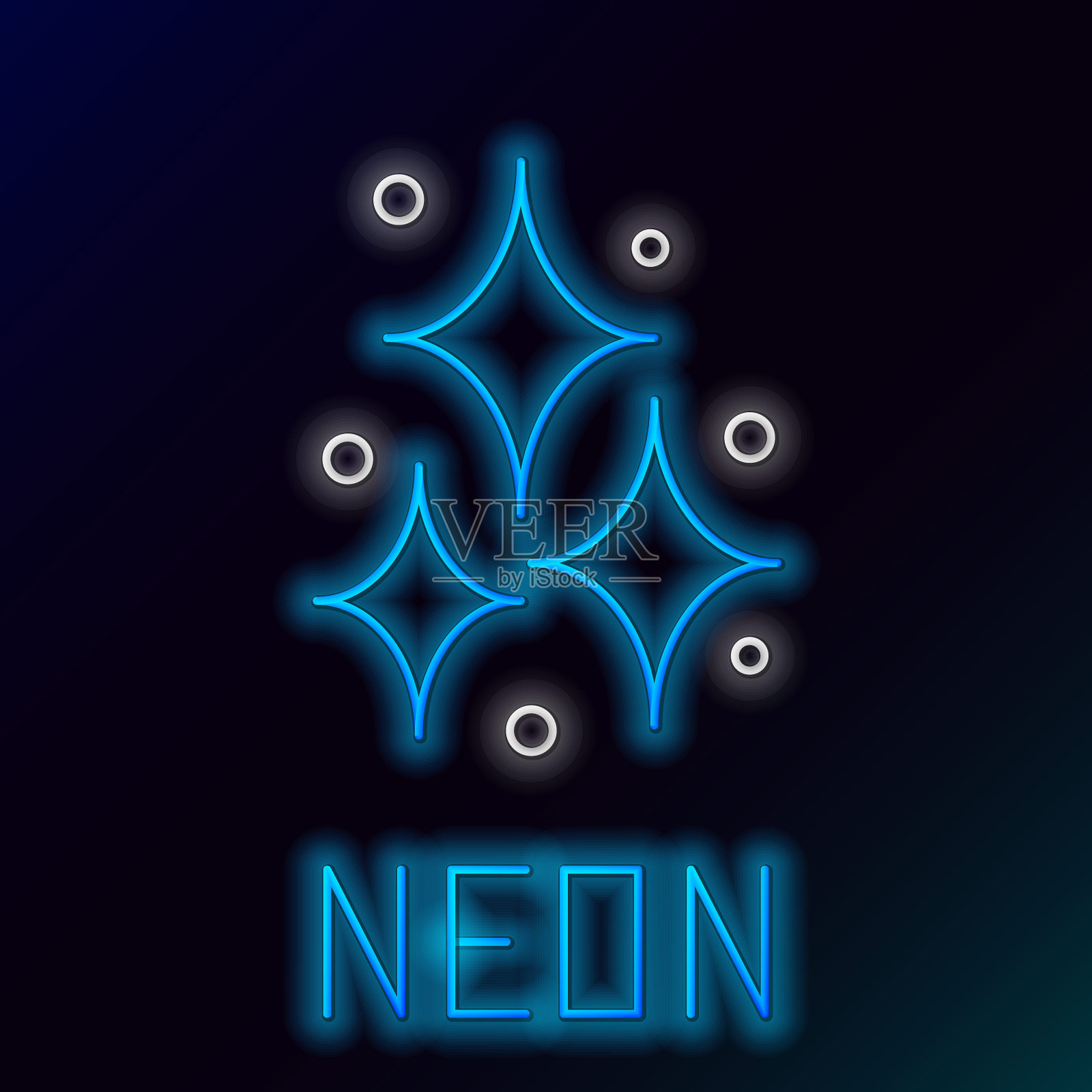 发光的霓虹灯线烟花图标孤立在黑色的背景。趣味派对的概念。爆炸性的烟火的象征。色彩斑斓的轮廓的概念。向量插画图片素材