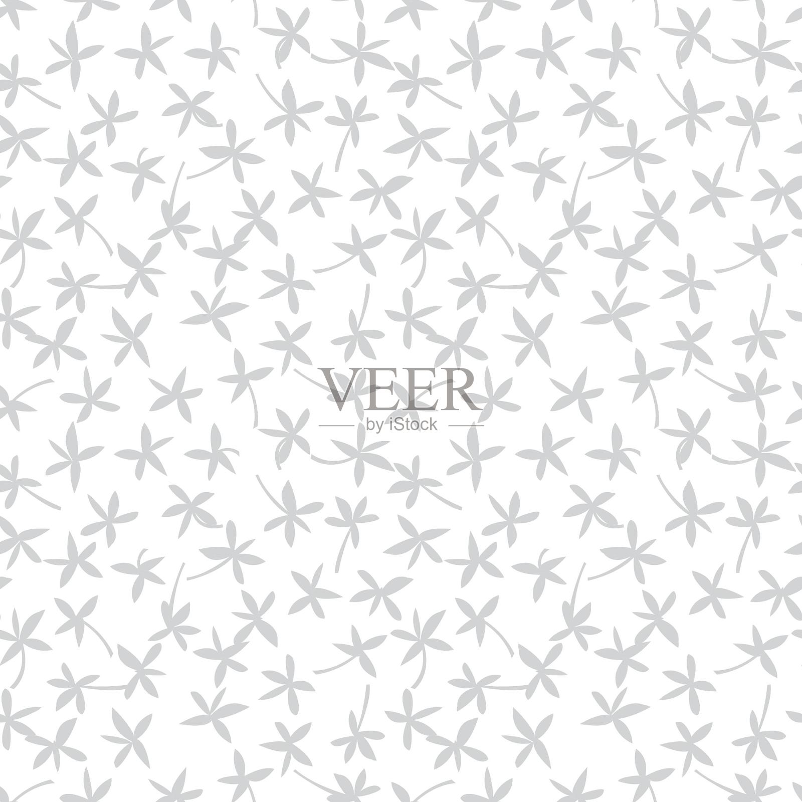 白色热带叶无缝图案背景插画图片素材