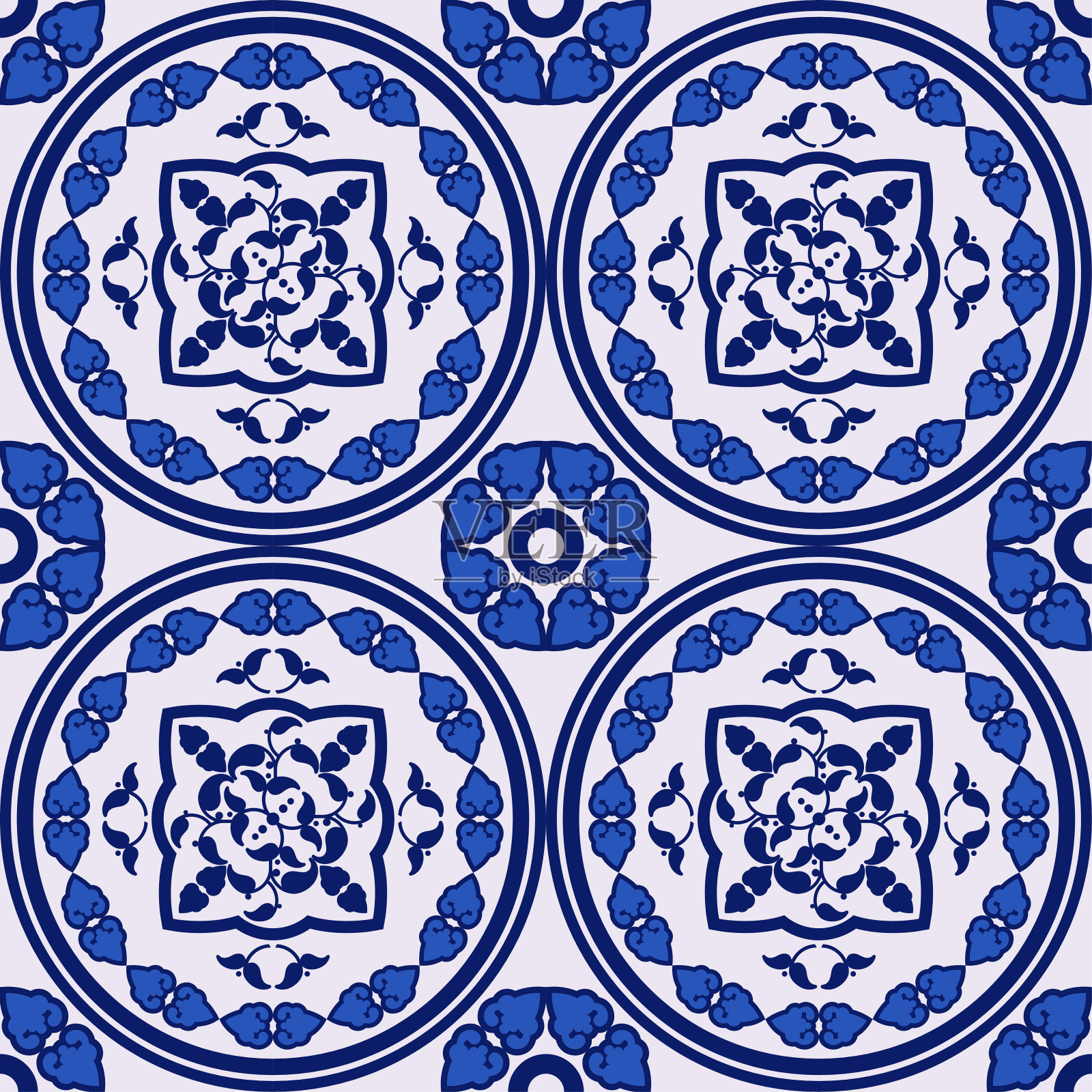 无缝背景与蓝色穆斯林图案。插画图片素材