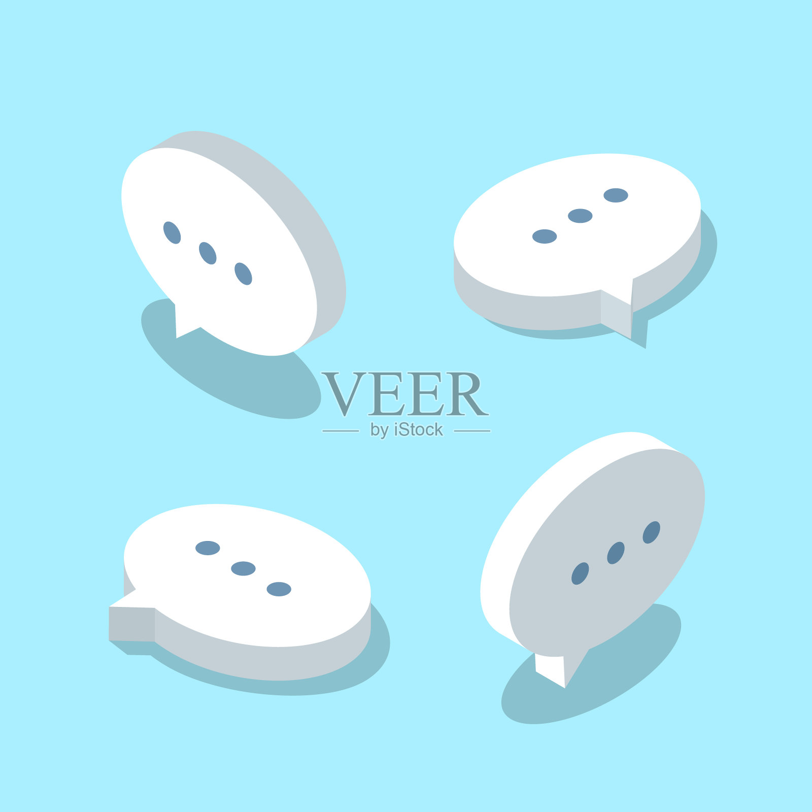 一组等距语音气泡消息图标。——矢量插画图片素材