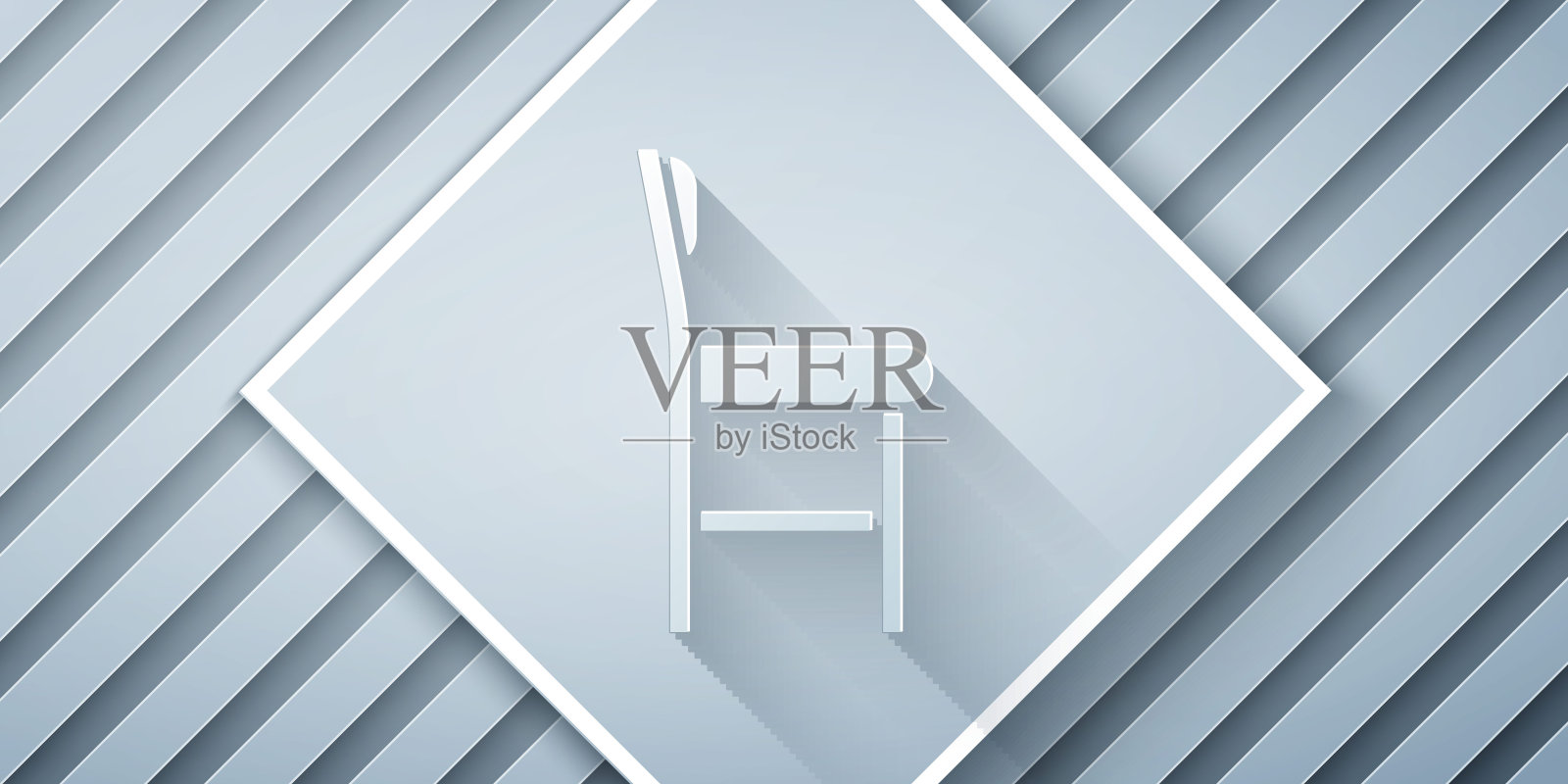 剪纸椅子图标孤立在灰色背景。纸艺术风格。矢量图插画图片素材