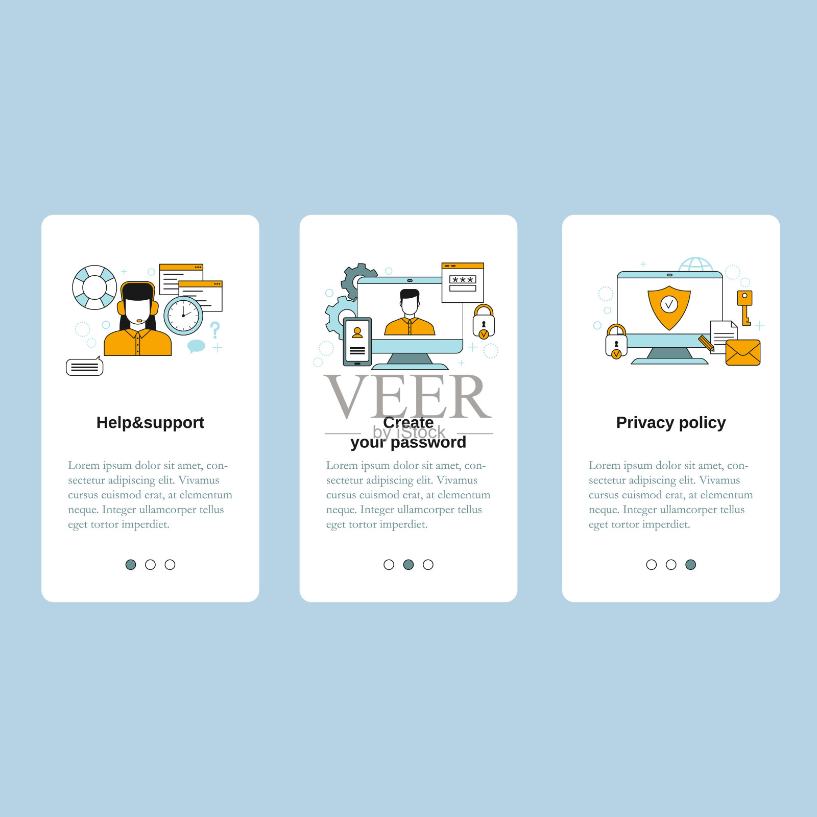 创建您的密码，帮助和支持，隐私政策概念插画图片素材