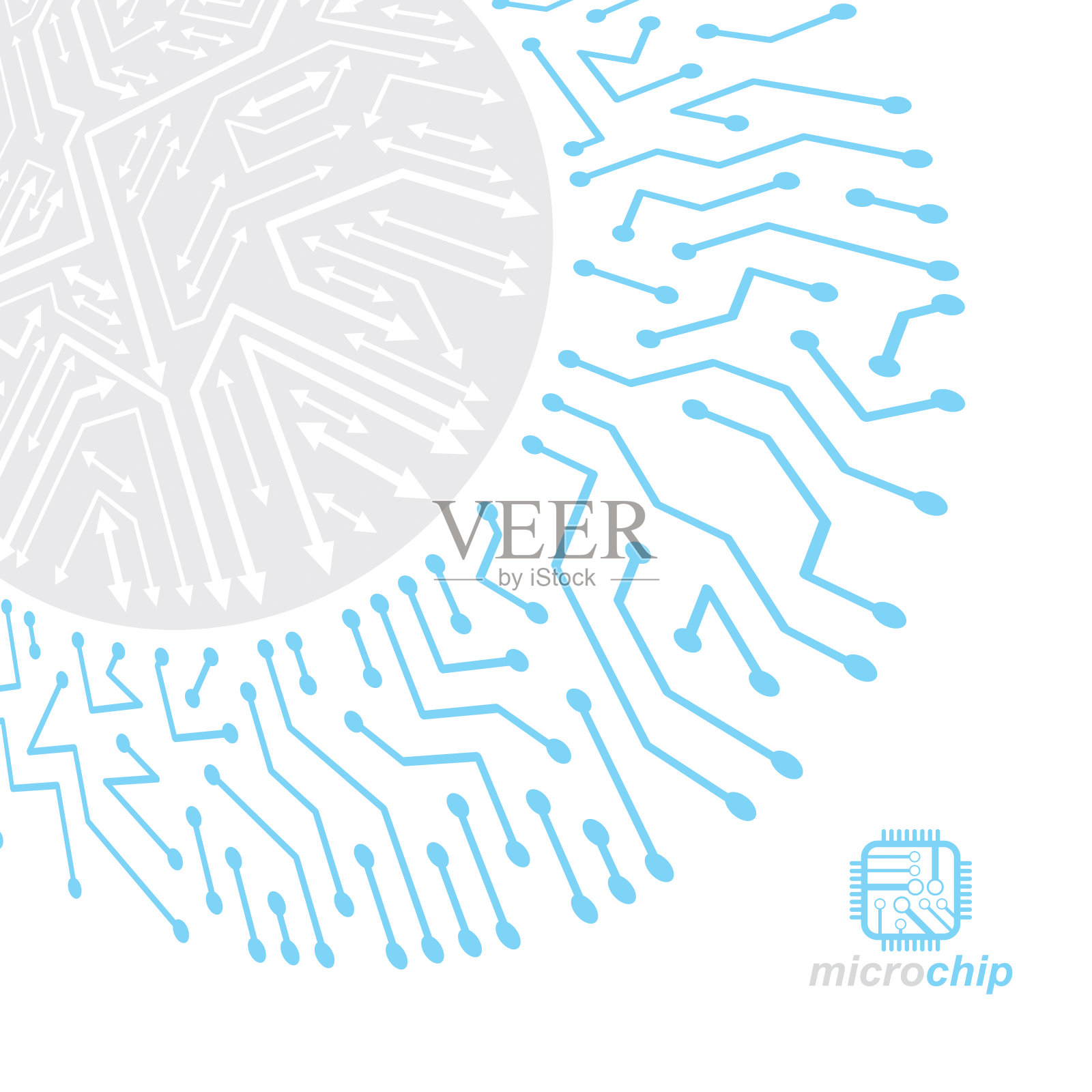 用电路板绘制矢量抽象技术示意图。电子设备的高技术数字方案。技术微芯片抽象背景插画图片素材