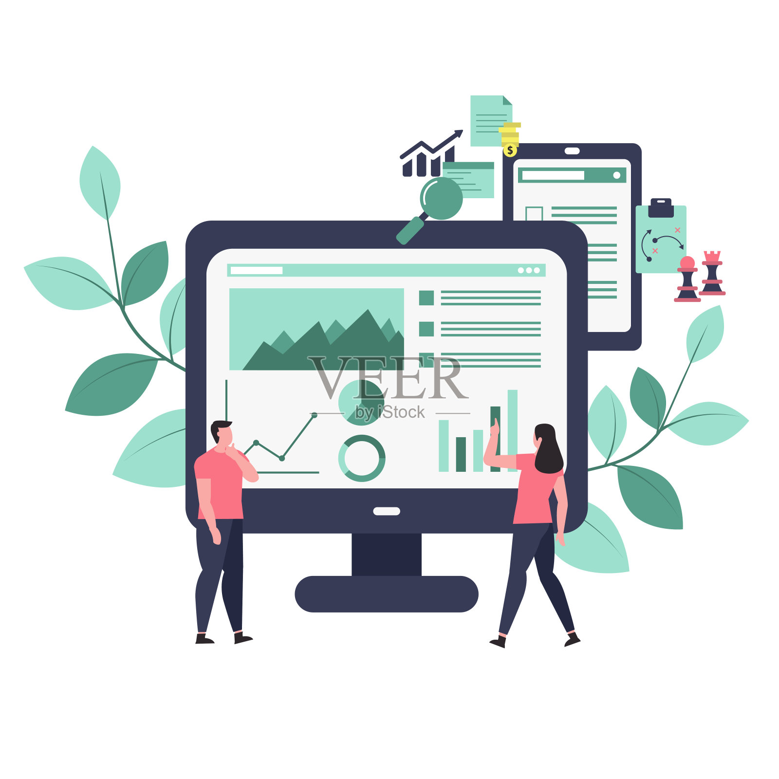 市场分析向量概念插画图片素材