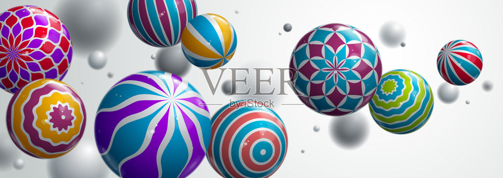 白色背景下彩色气球的特写镜头插画图片素材