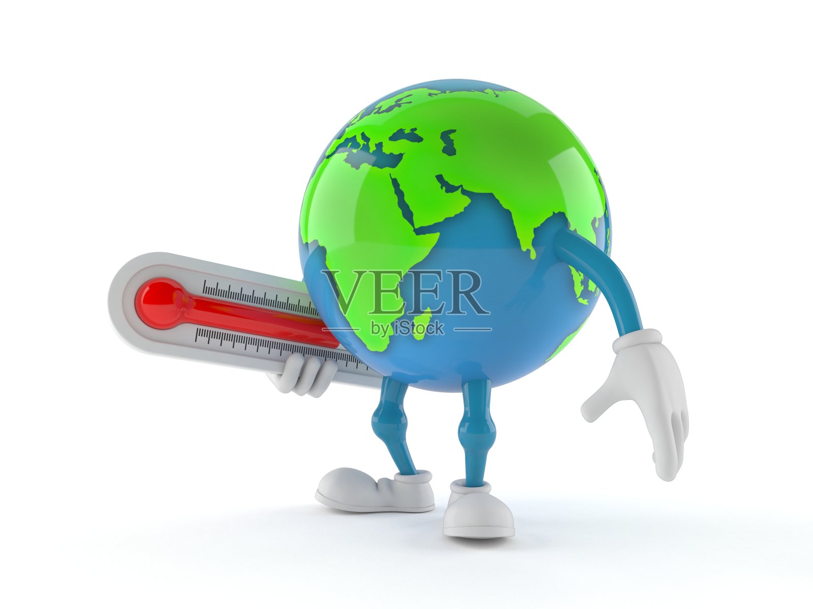世界地球仪字符持有温度计照片摄影图片