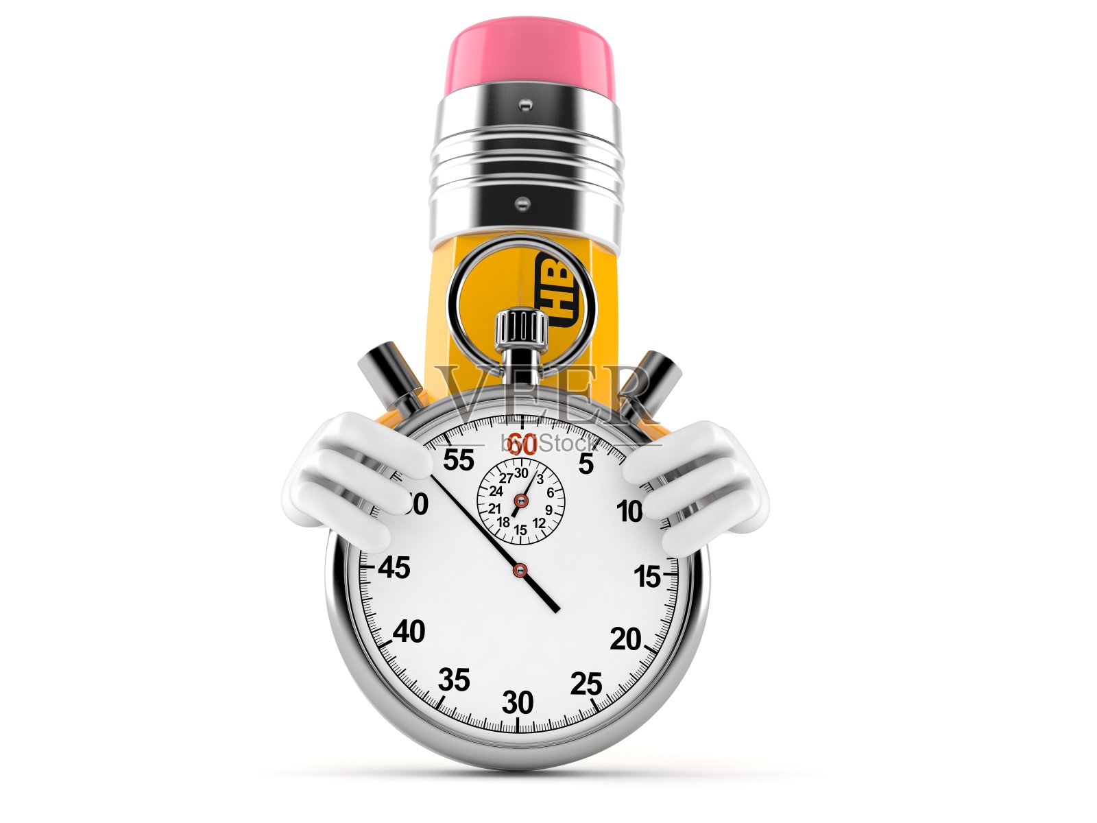 铅笔字符与秒表照片摄影图片