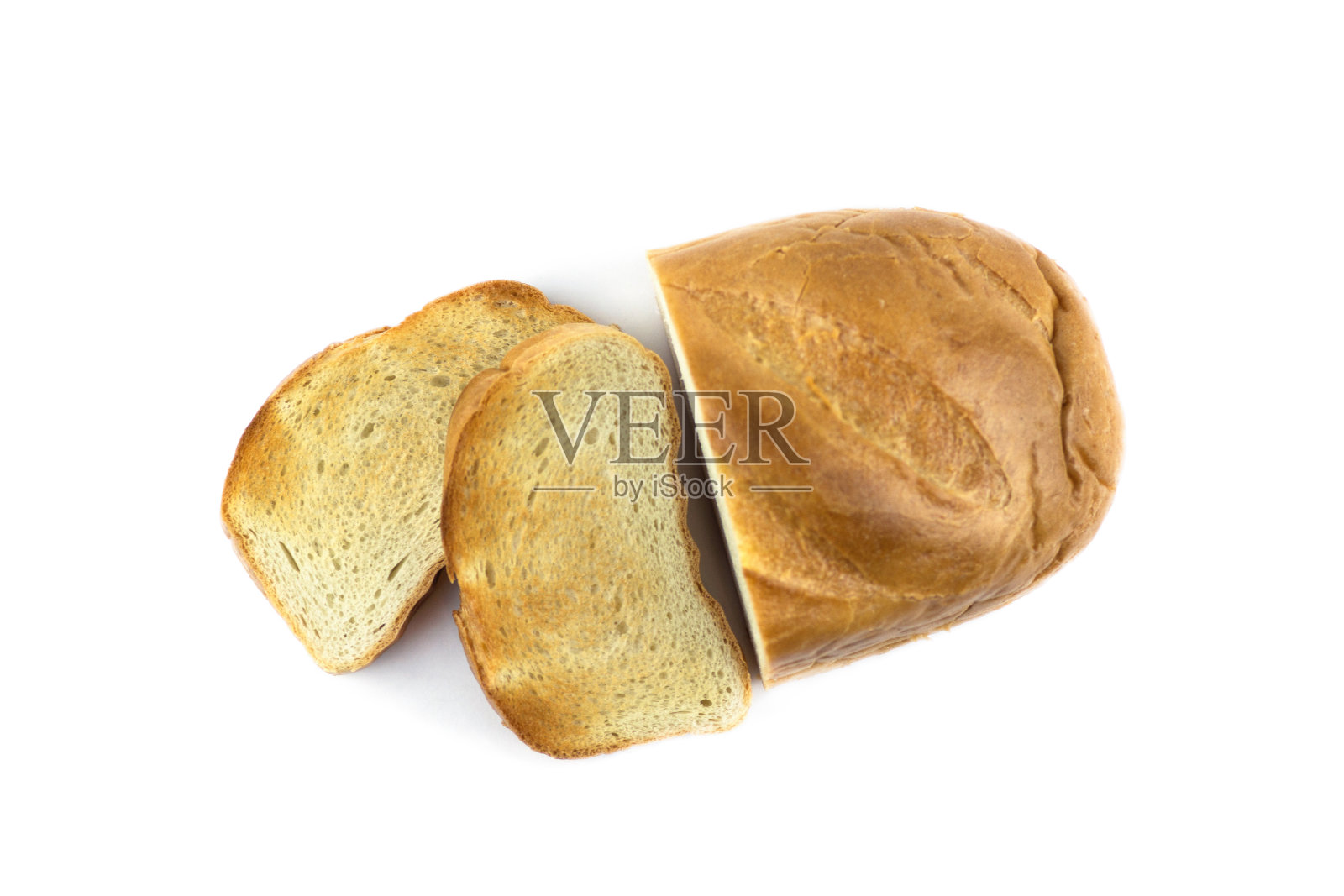 白面包，切成块，用烤面包机烤照片摄影图片