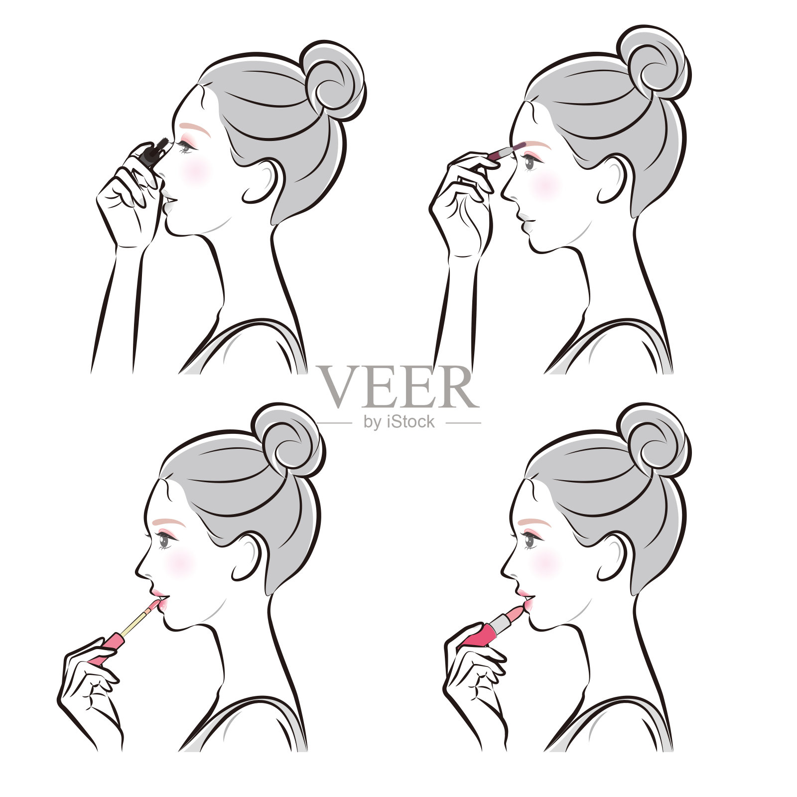 一个女人化妆的插图插画图片素材