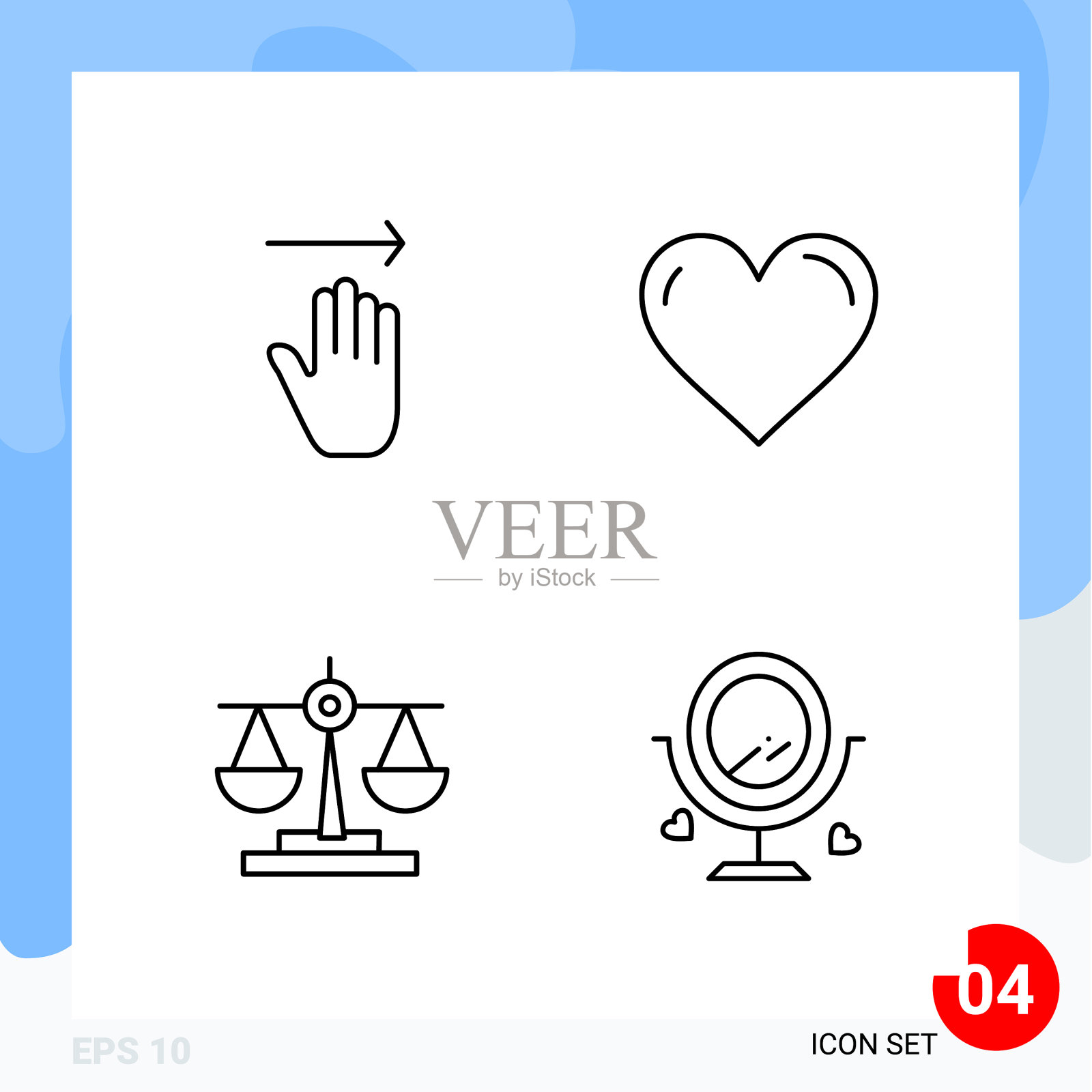 现代包4个图标线条轮廓符号图标素材