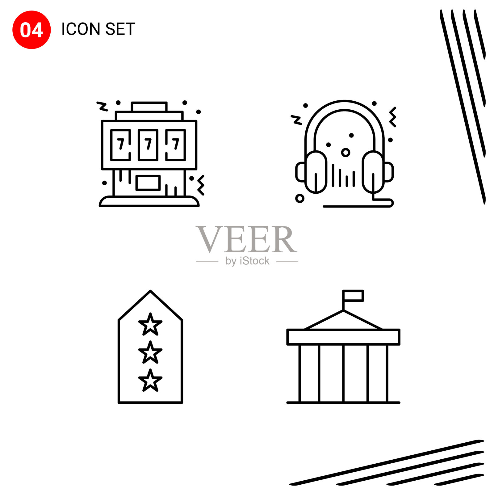 收集4个图标在线条风格像素完美图标素材