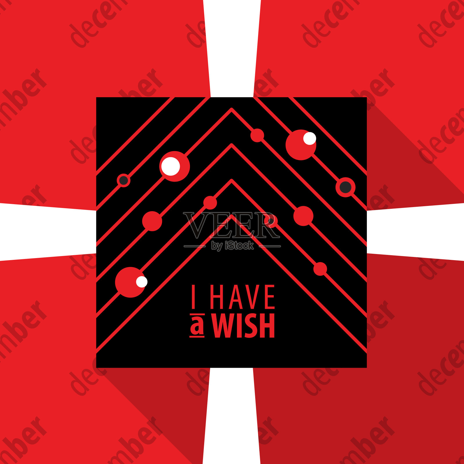 圣诞节或新年贺卡或海报的英文原文-我有一个愿望。矢量插图。插画图片素材