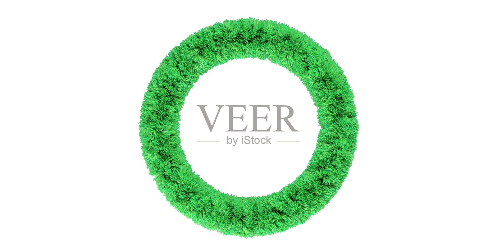 白色背景上的绿色圣诞花环照片摄影图片