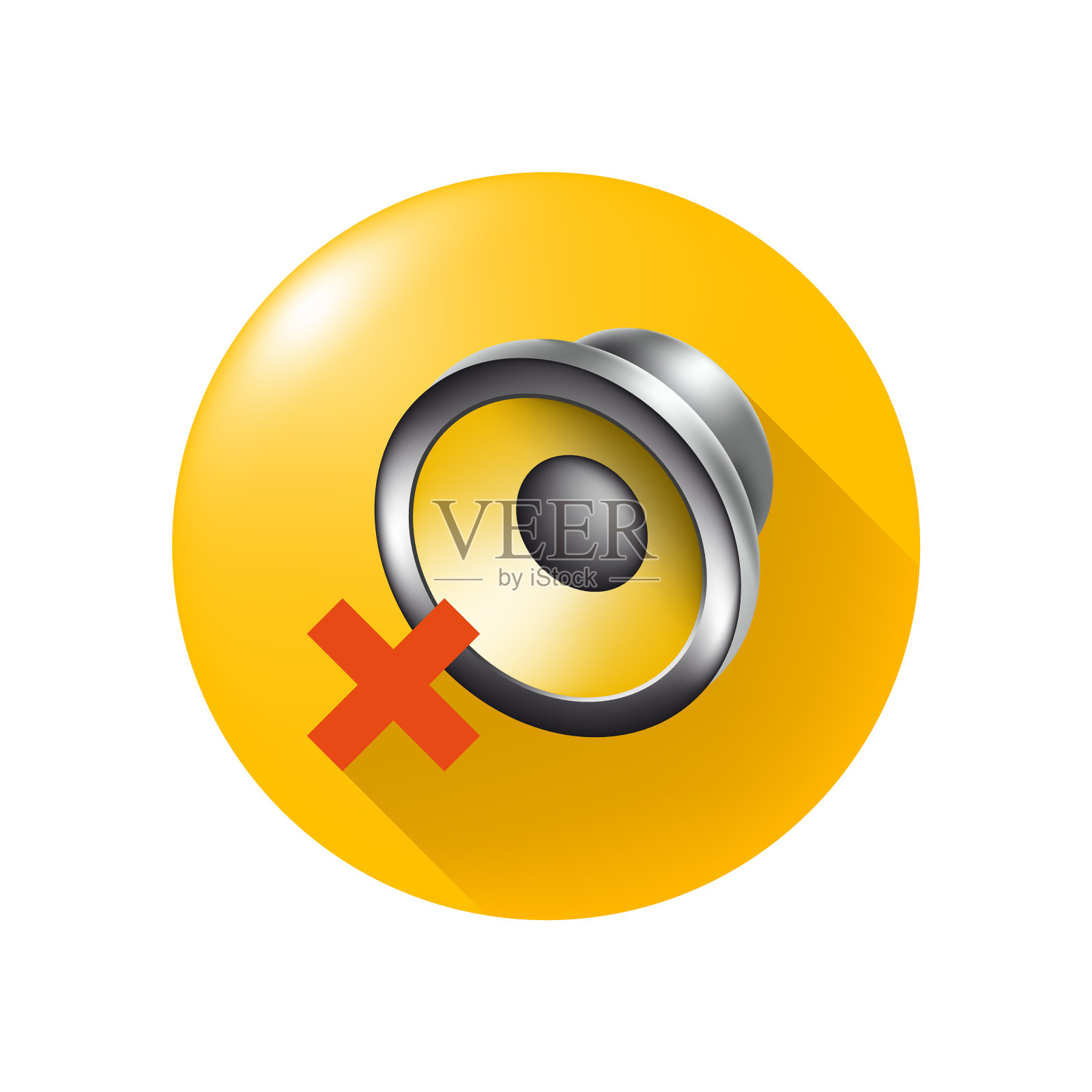 可爱逼真的扬声器(静音)图标上的黄色图标上的白色背景。孤立的矢量图设计元素图片