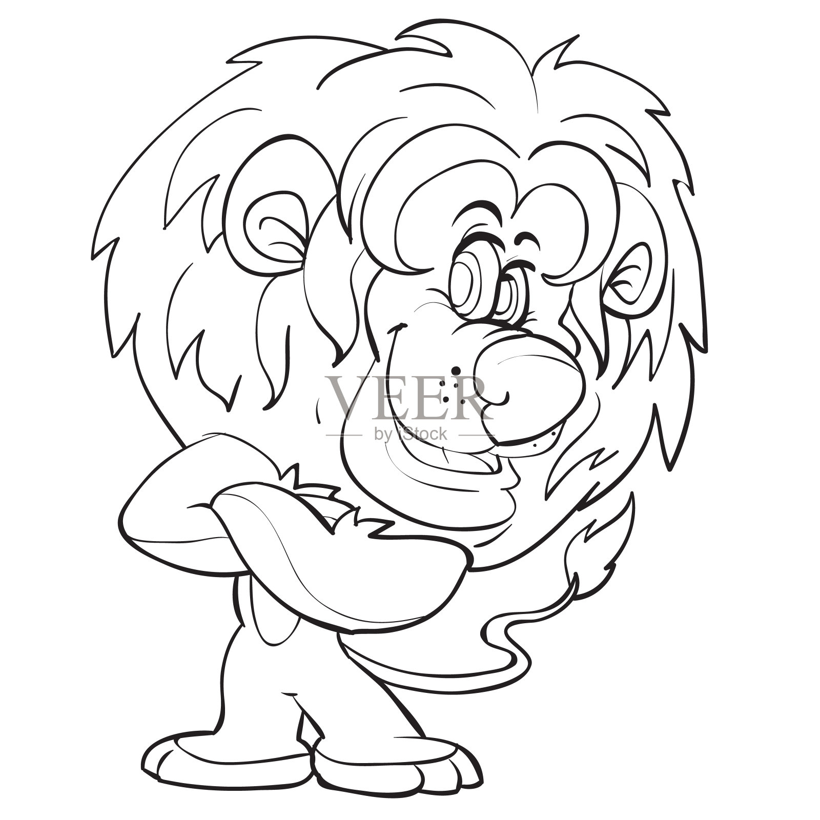 可爱的狮子素描，占星术，着色书，卡通插图，白色背景上的孤立物体，矢量插图，设计元素图片