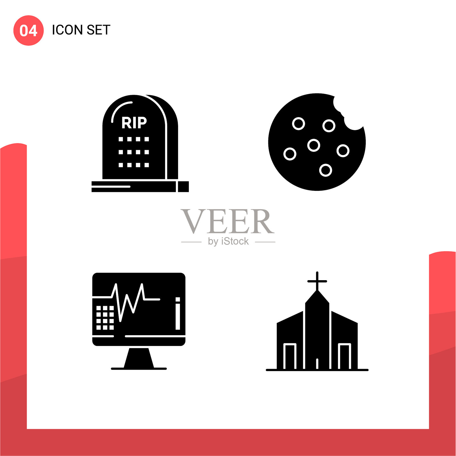 为打印媒体打包4个通用字形图标图标素材