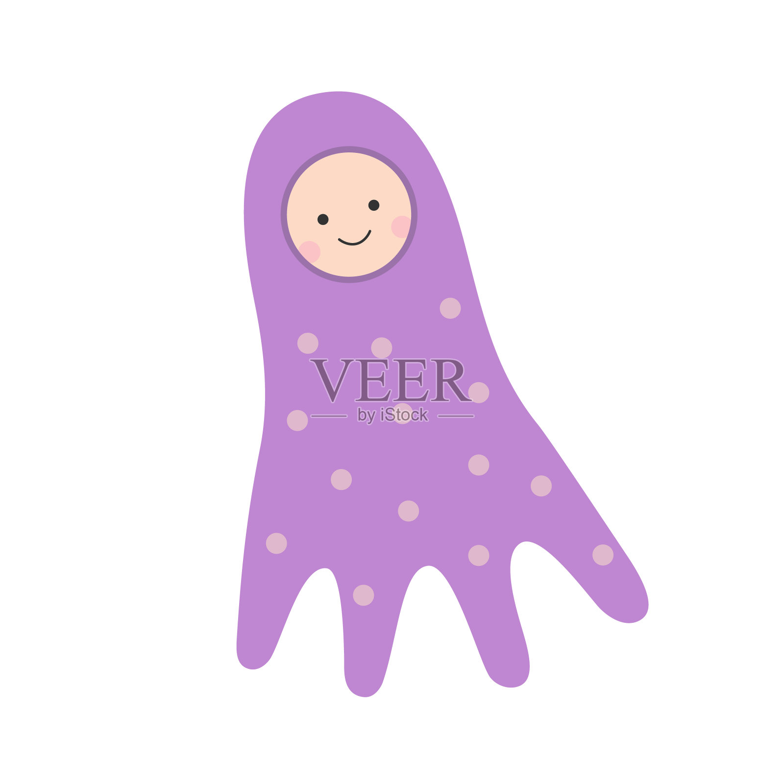 穿着章鱼形状衣服的婴儿。矢量插图。设计元素图片