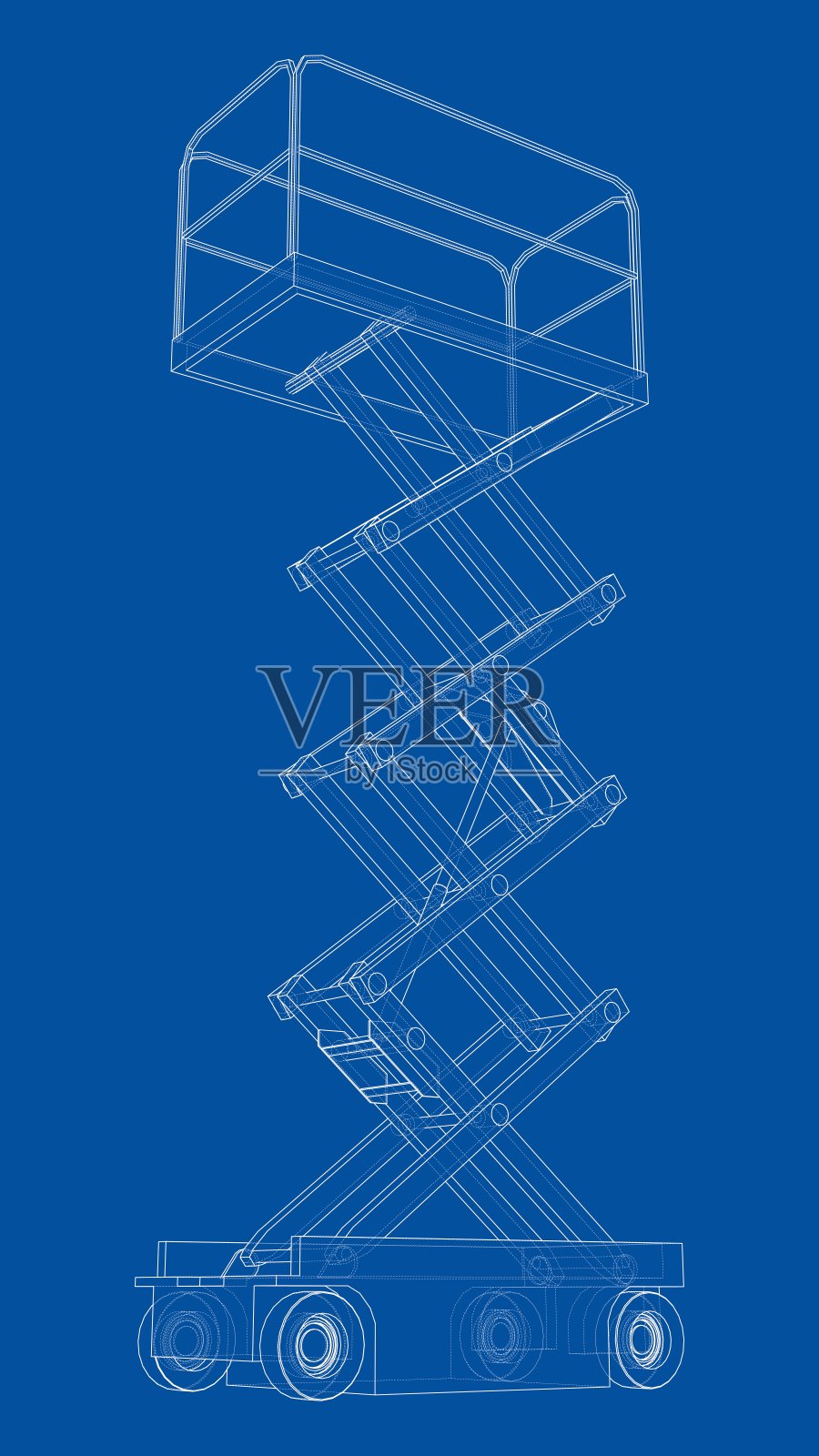 剪刀升降机概念大纲。向量插画图片素材