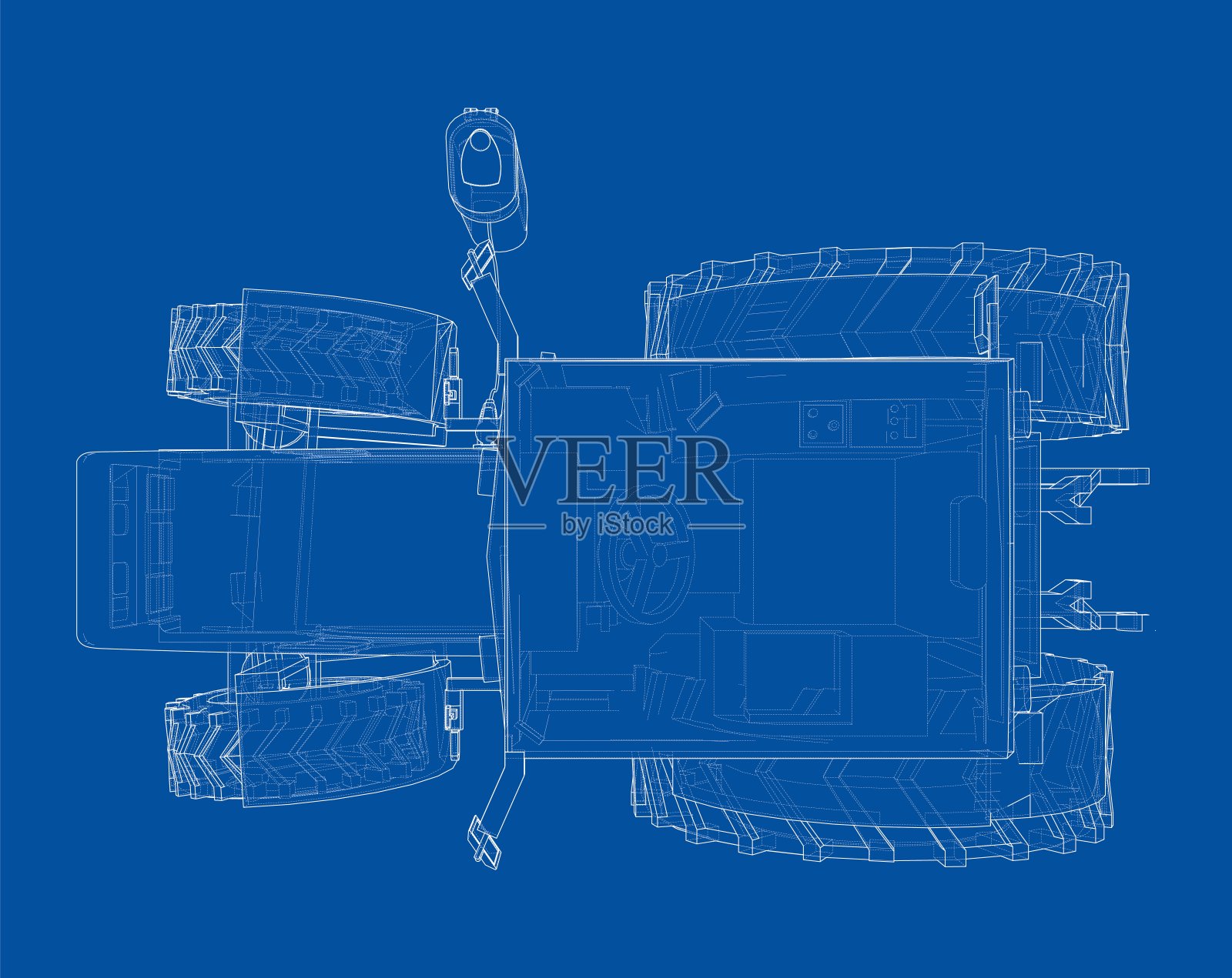 电动农用拖拉机充电站示意图插画图片素材