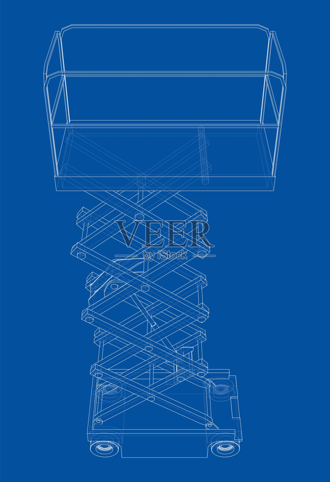 剪刀式升降机概念大纲。向量插画图片素材