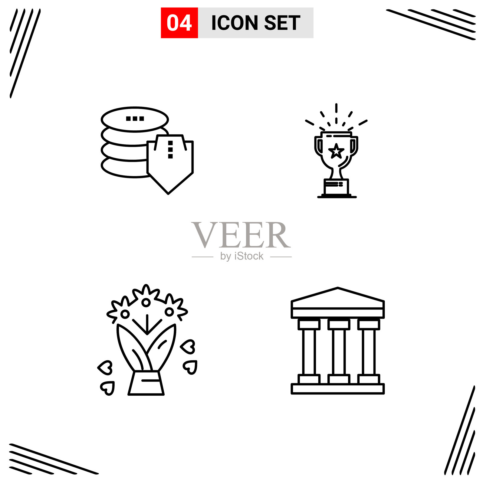 4图标线条样式基于网格的创意轮廓图标素材