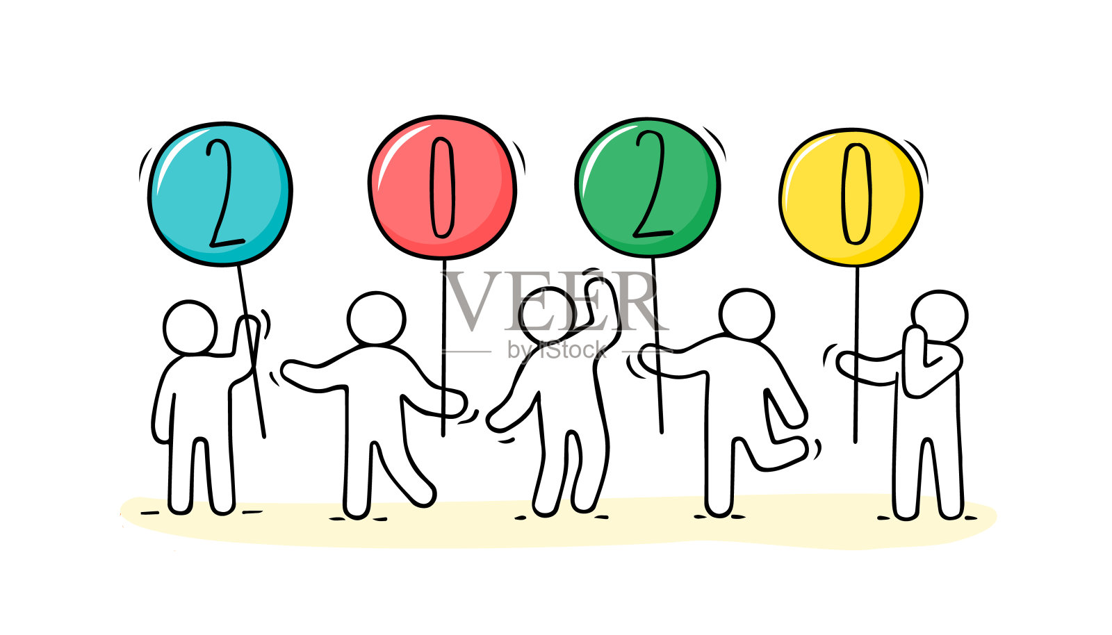 2020年拜年卡。插画图片素材