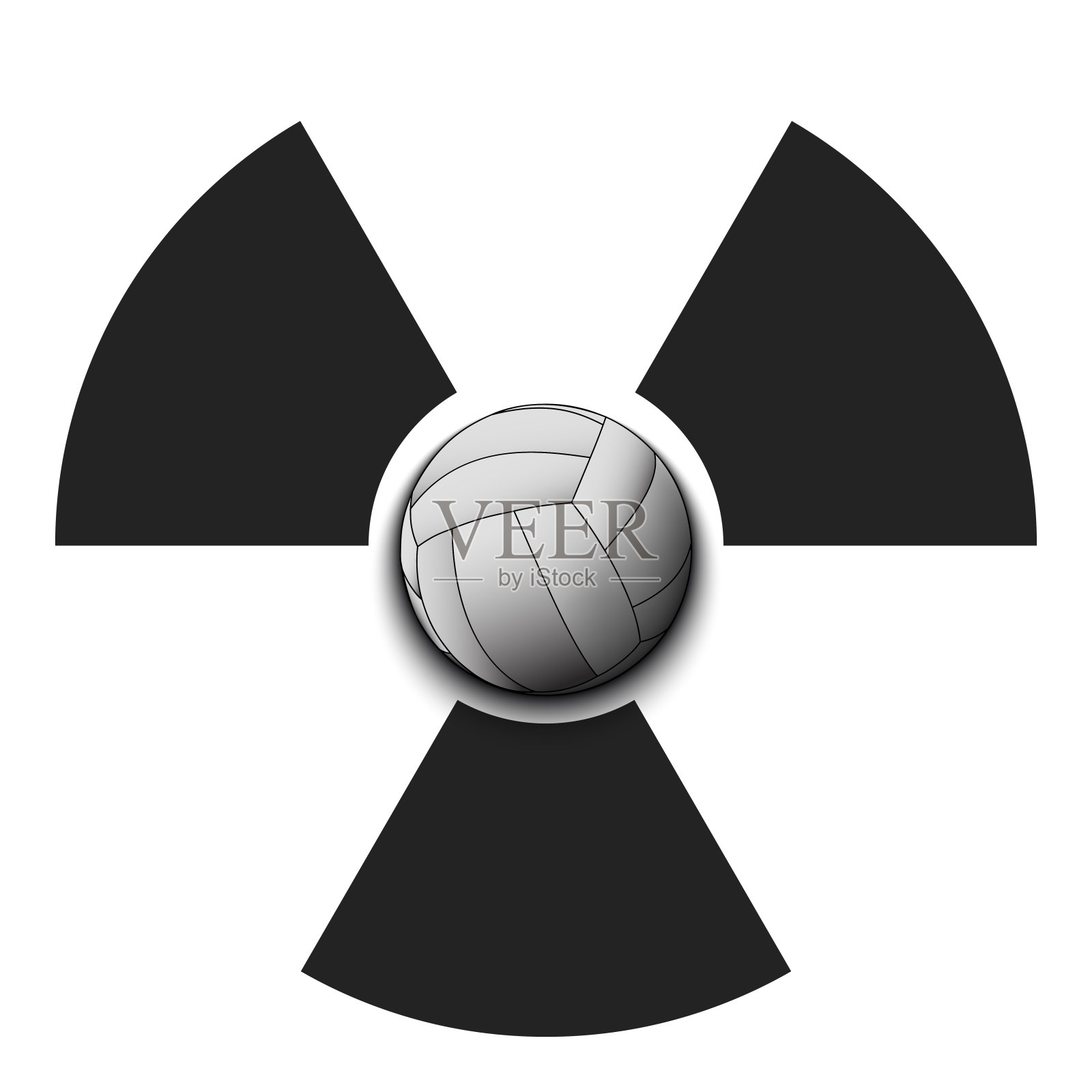 带排球的辐射符号插画图片素材