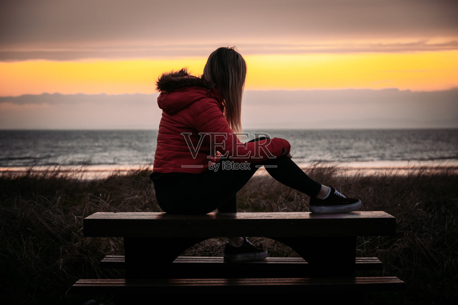 Allonby海滩日落照片摄影图片