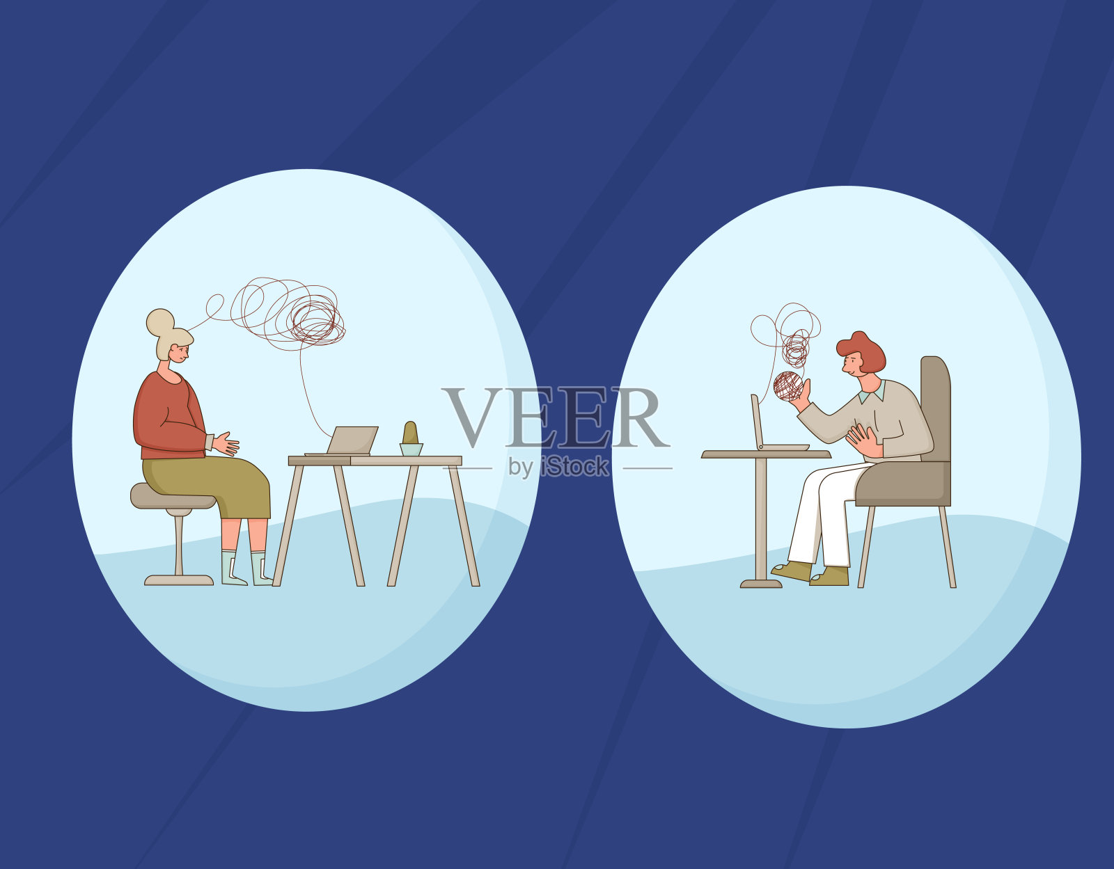 在线压力治疗场景。颜色向量持平。插画图片素材