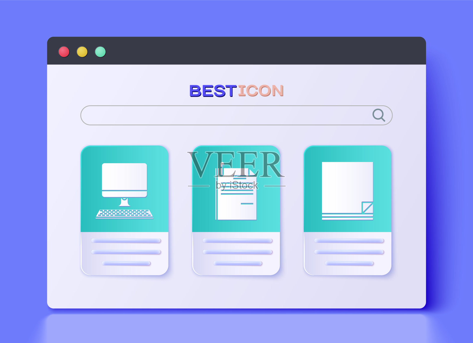 设置文件文件和回形针，电脑显示器与键盘和文件文件图标。向量图标素材