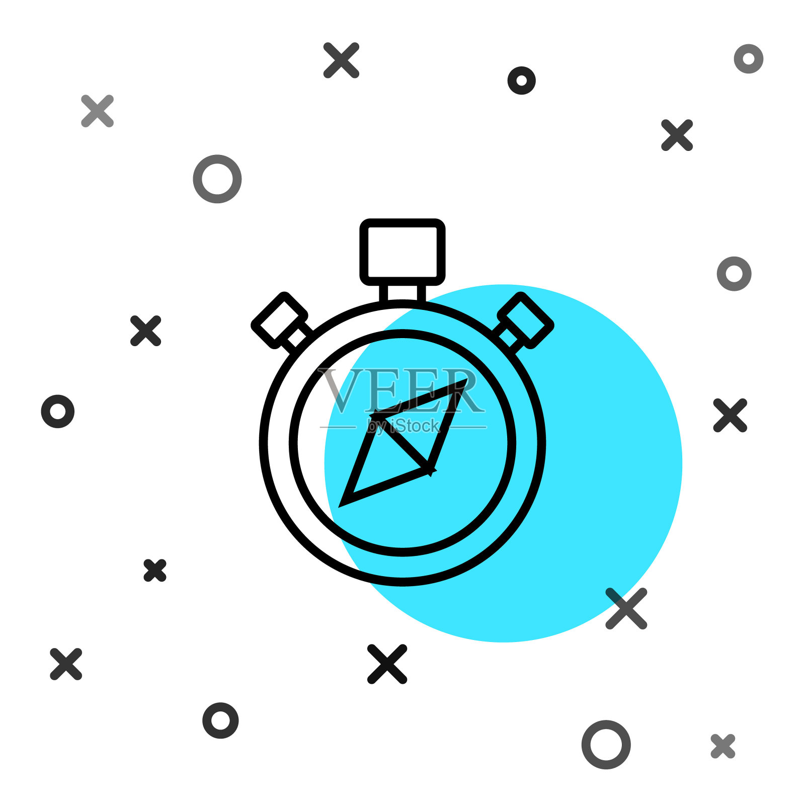 黑线罗盘图标孤立在白色背景上。Windrose导航的象征。风向玫瑰图信号。随机动态形状。矢量图图标素材