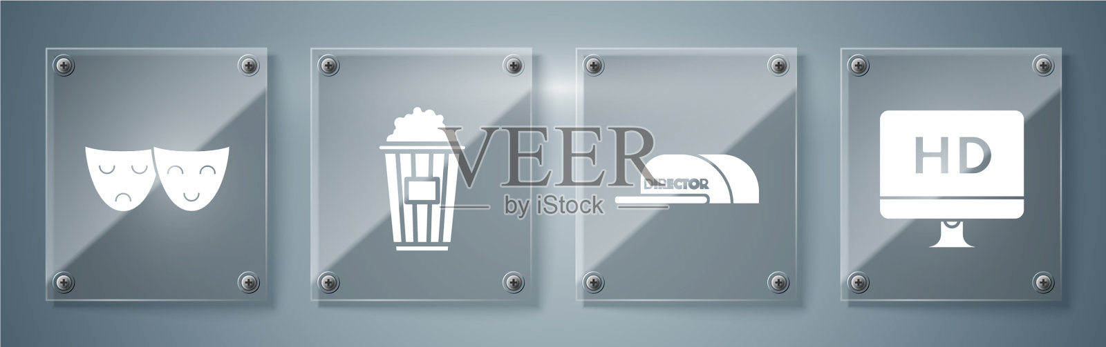 设置电脑PC显示器高清视频技术图标素材